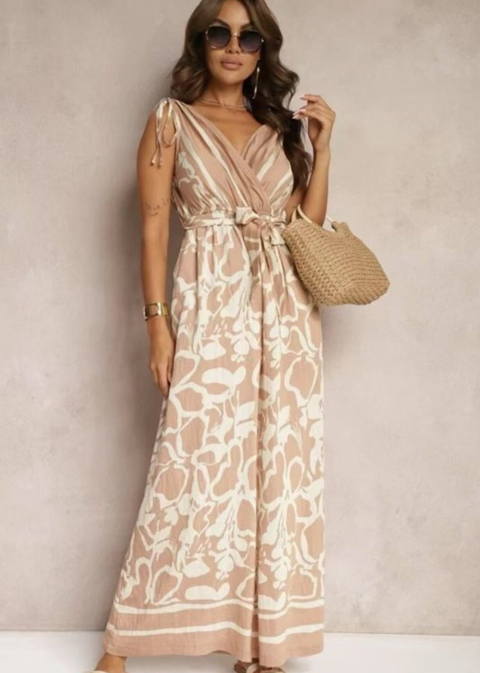 Print belted jumpsuit
