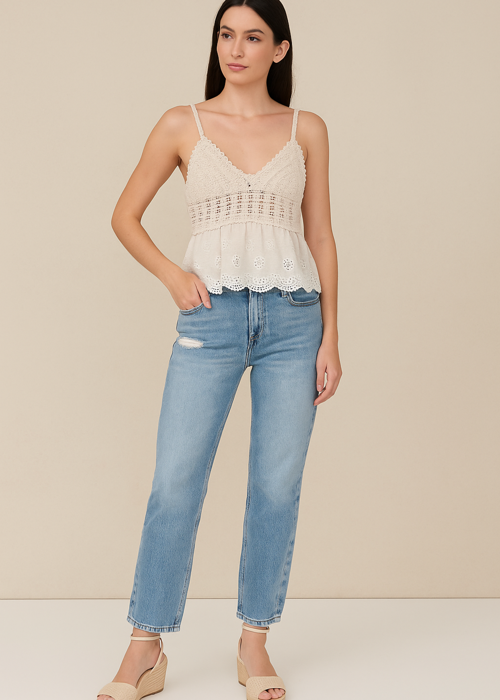 Crochet eyelet tank +2 colors