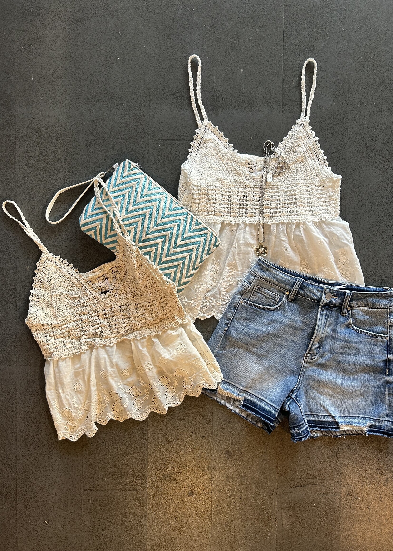 Crochet eyelet tank +2 colors
