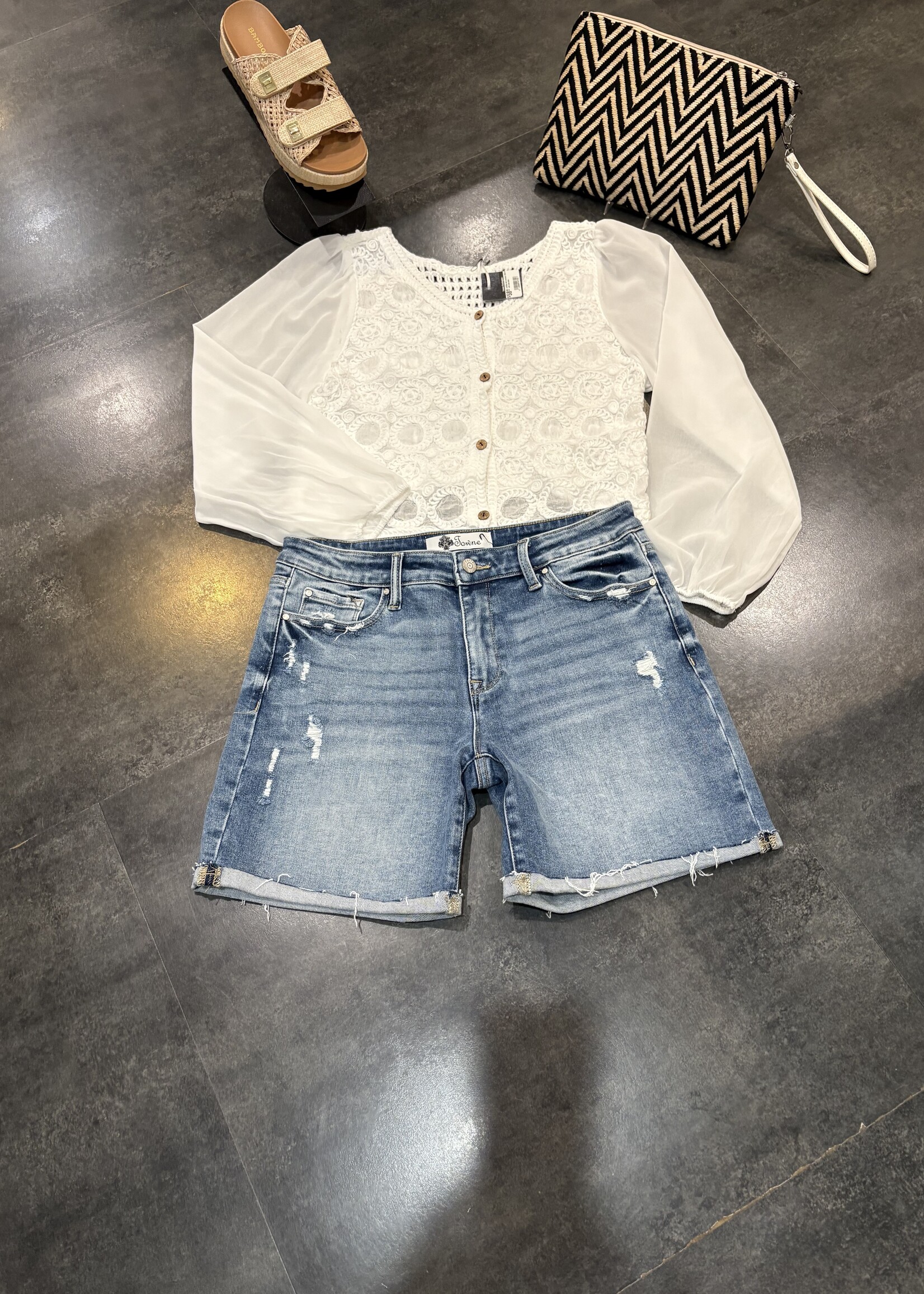 Chiffon sleeve crochet top