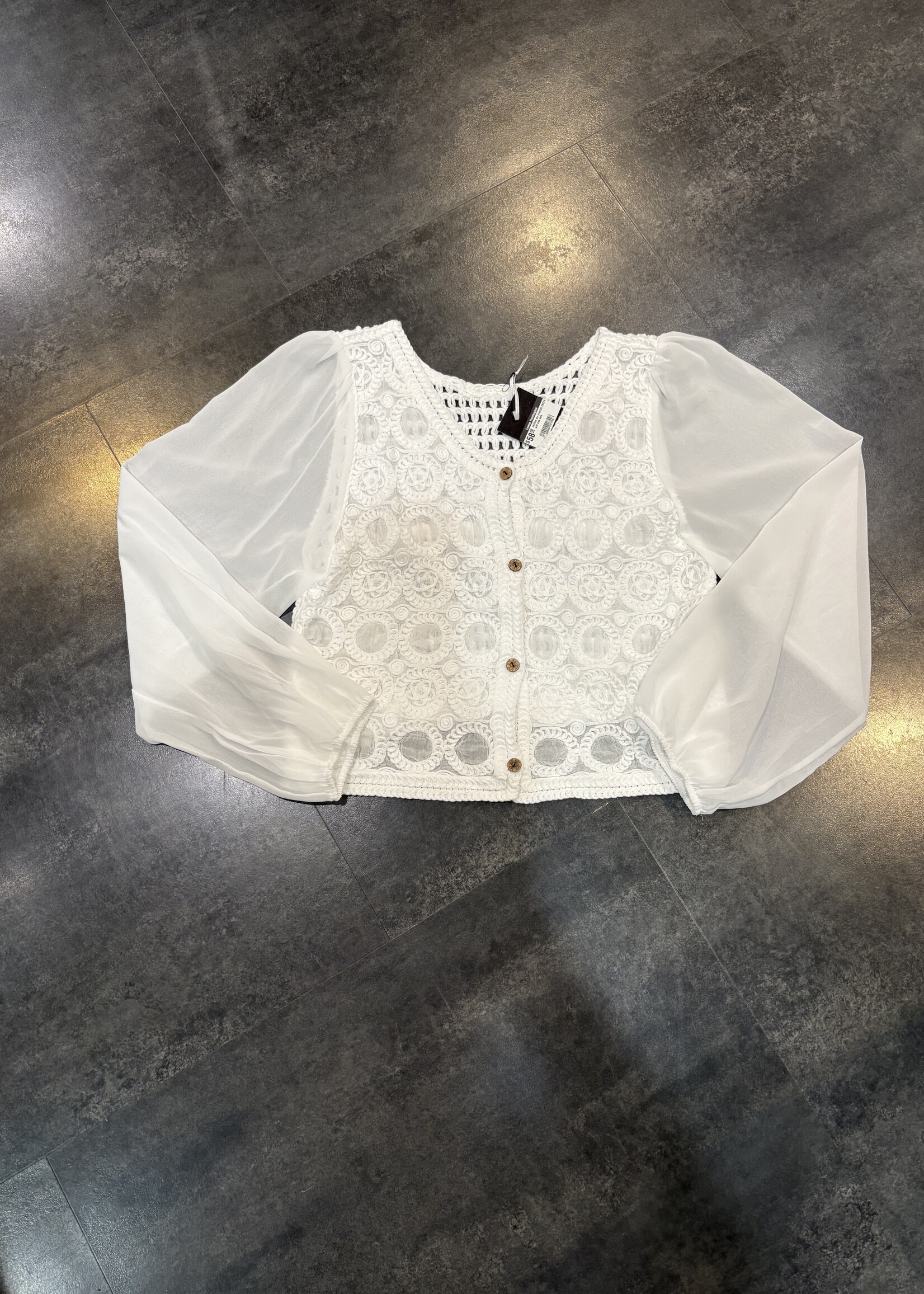 Chiffon sleeve crochet top