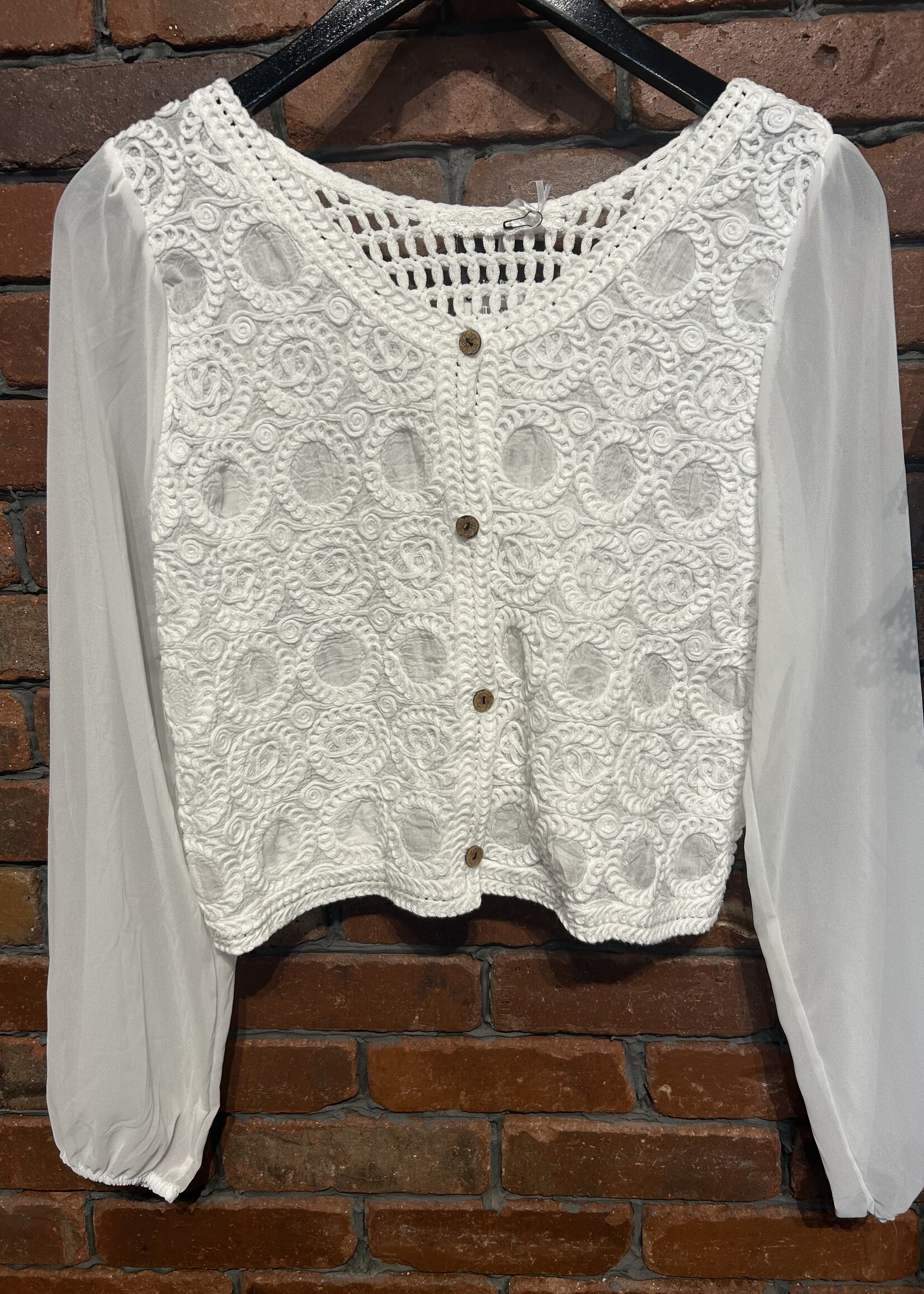 Chiffon sleeve crochet top