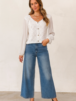 Chiffon sleeve crochet top