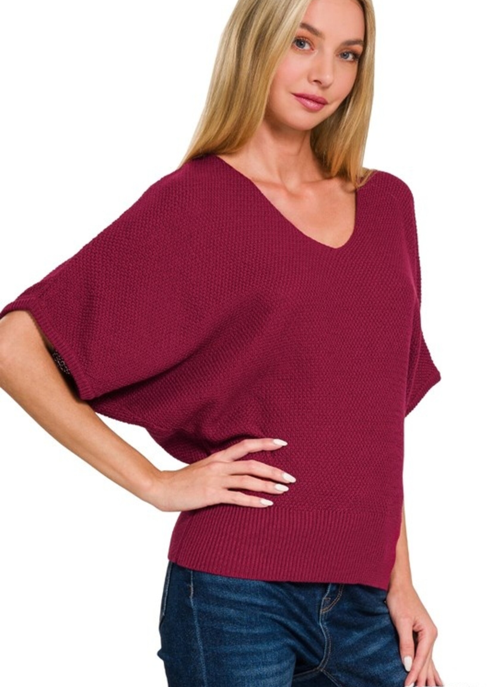 Waffle knit dolman top +4 colors
