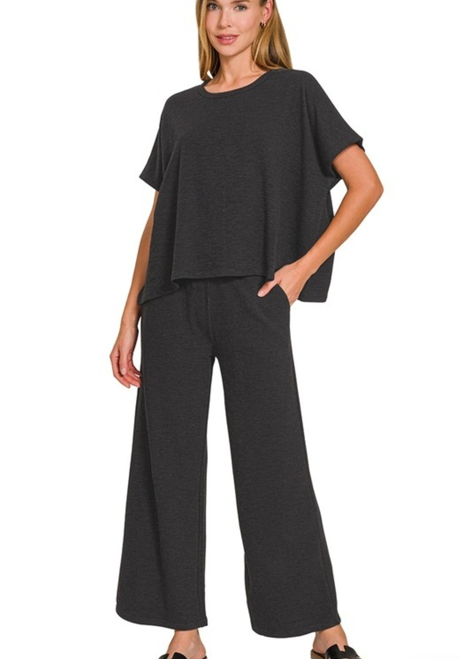 Slub knit pant set +3 colors