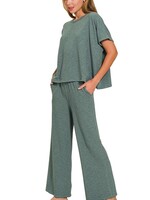 Slub knit pant set +3 colors