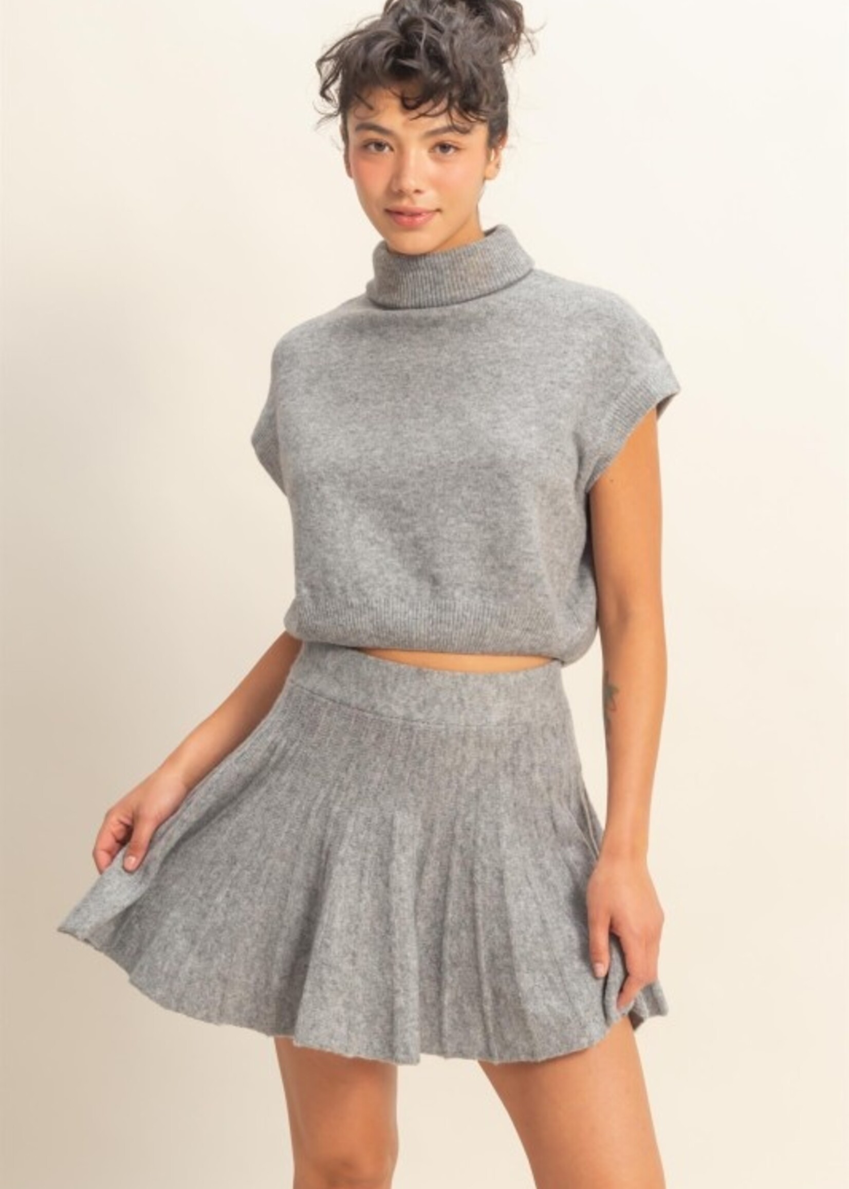 Turtle neck sweater and skirt set +2 colors