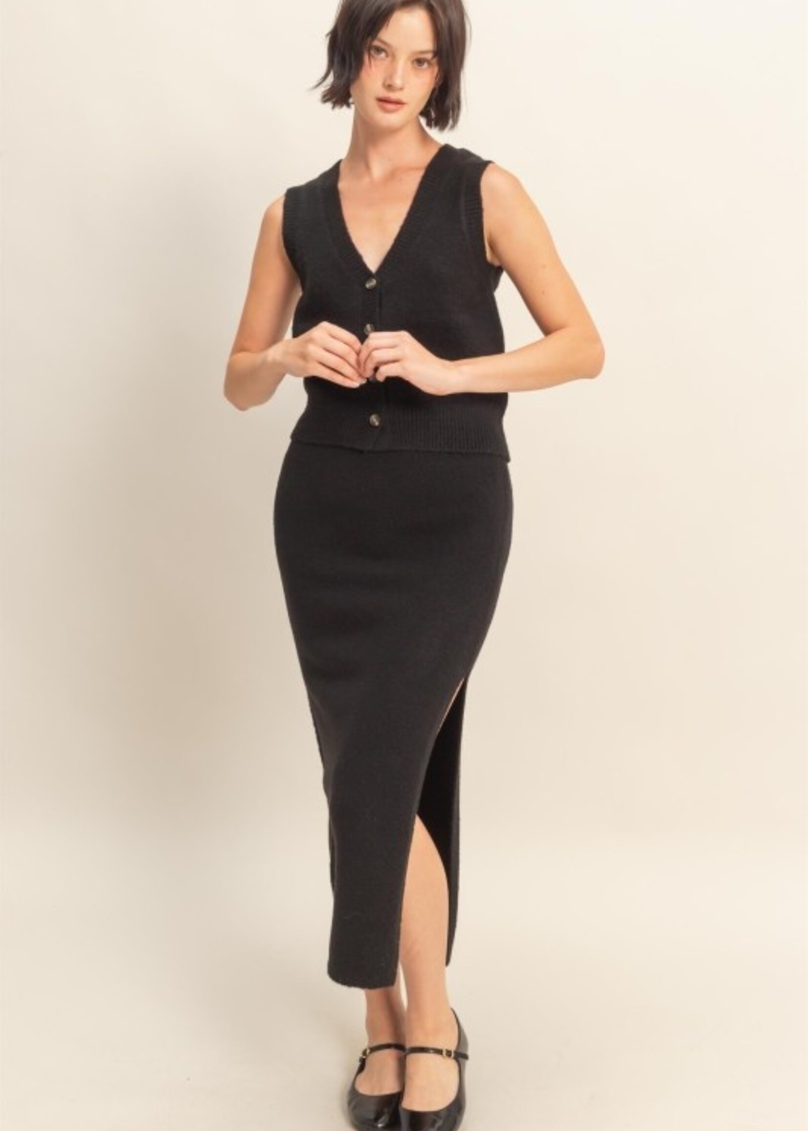 Knit skirt and vest set +2 colors