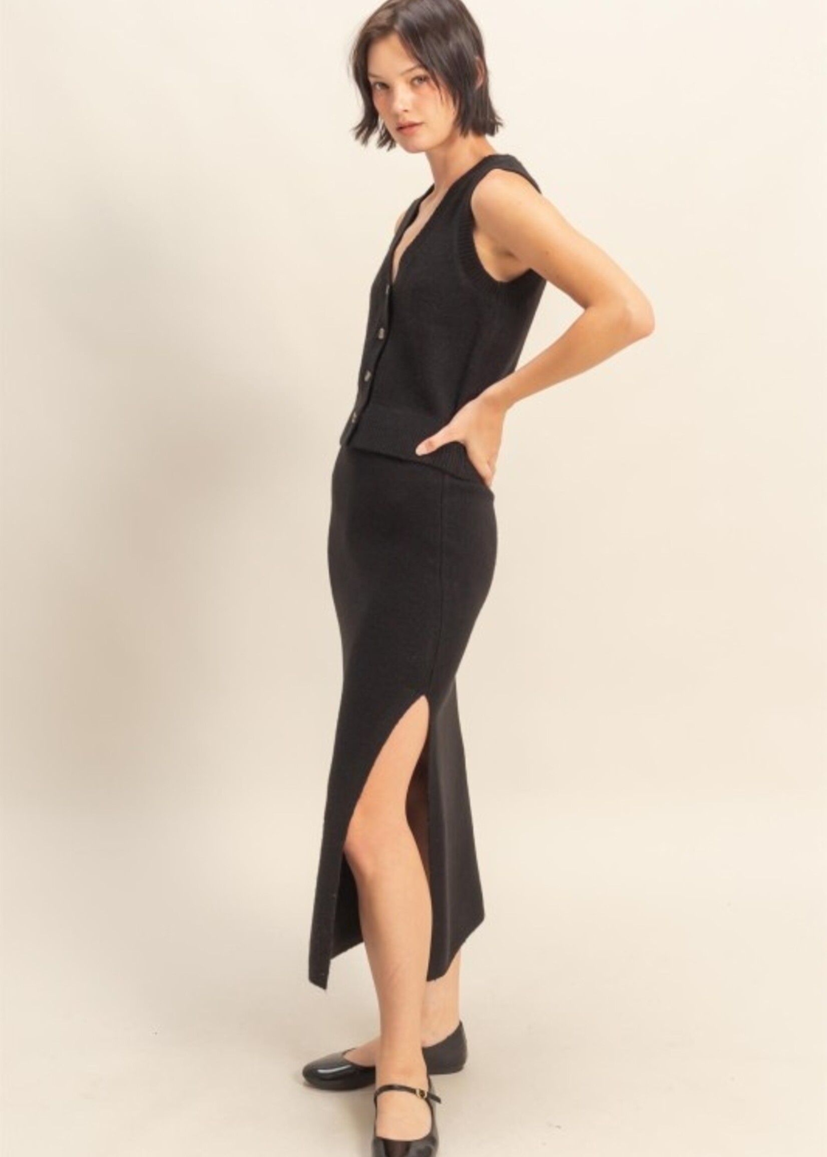 Knit skirt and vest set +2 colors