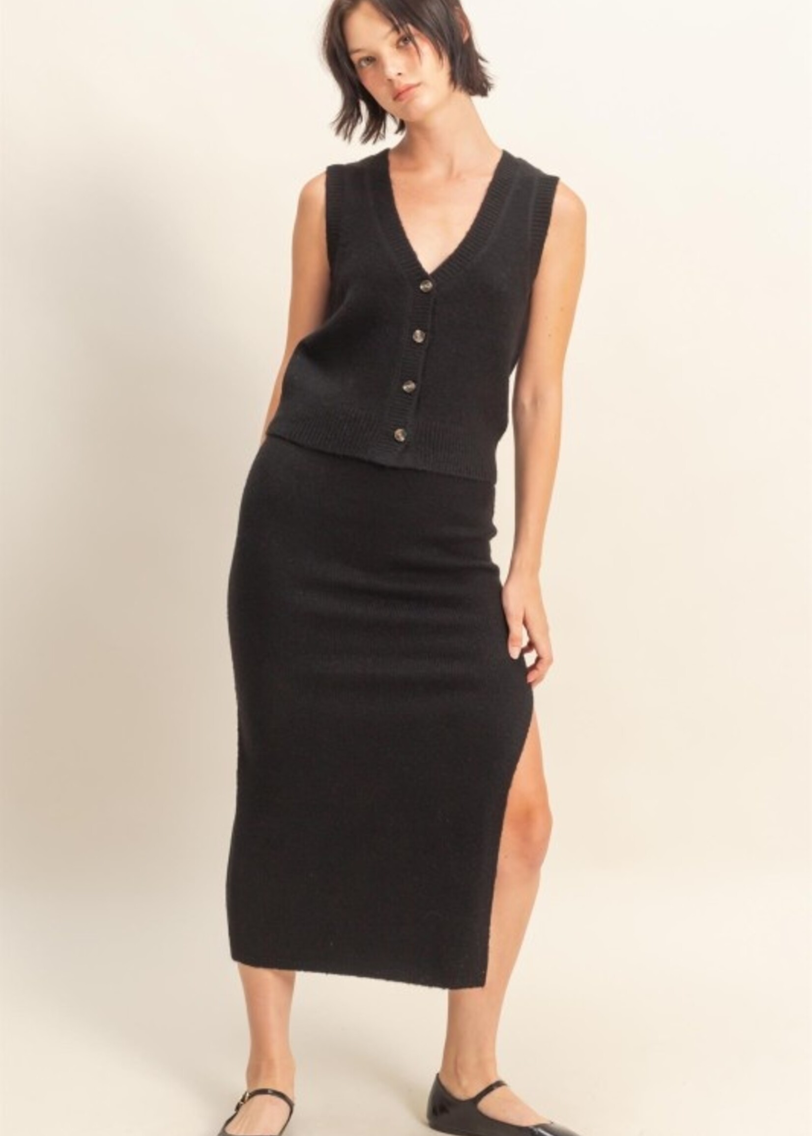 Knit skirt and vest set +2 colors