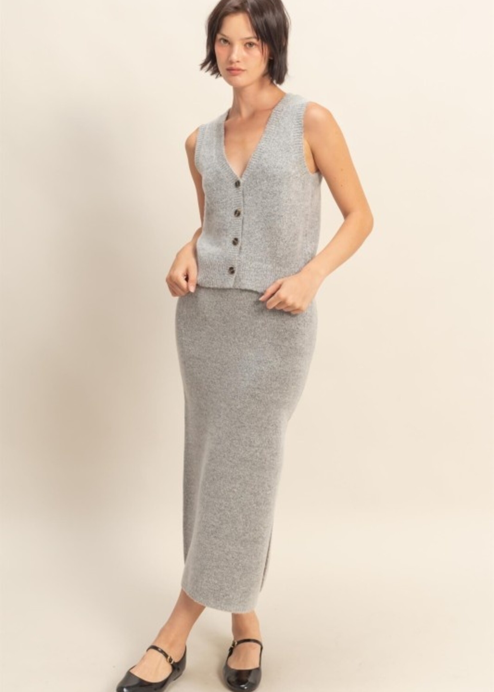 Knit skirt and vest set +2 colors