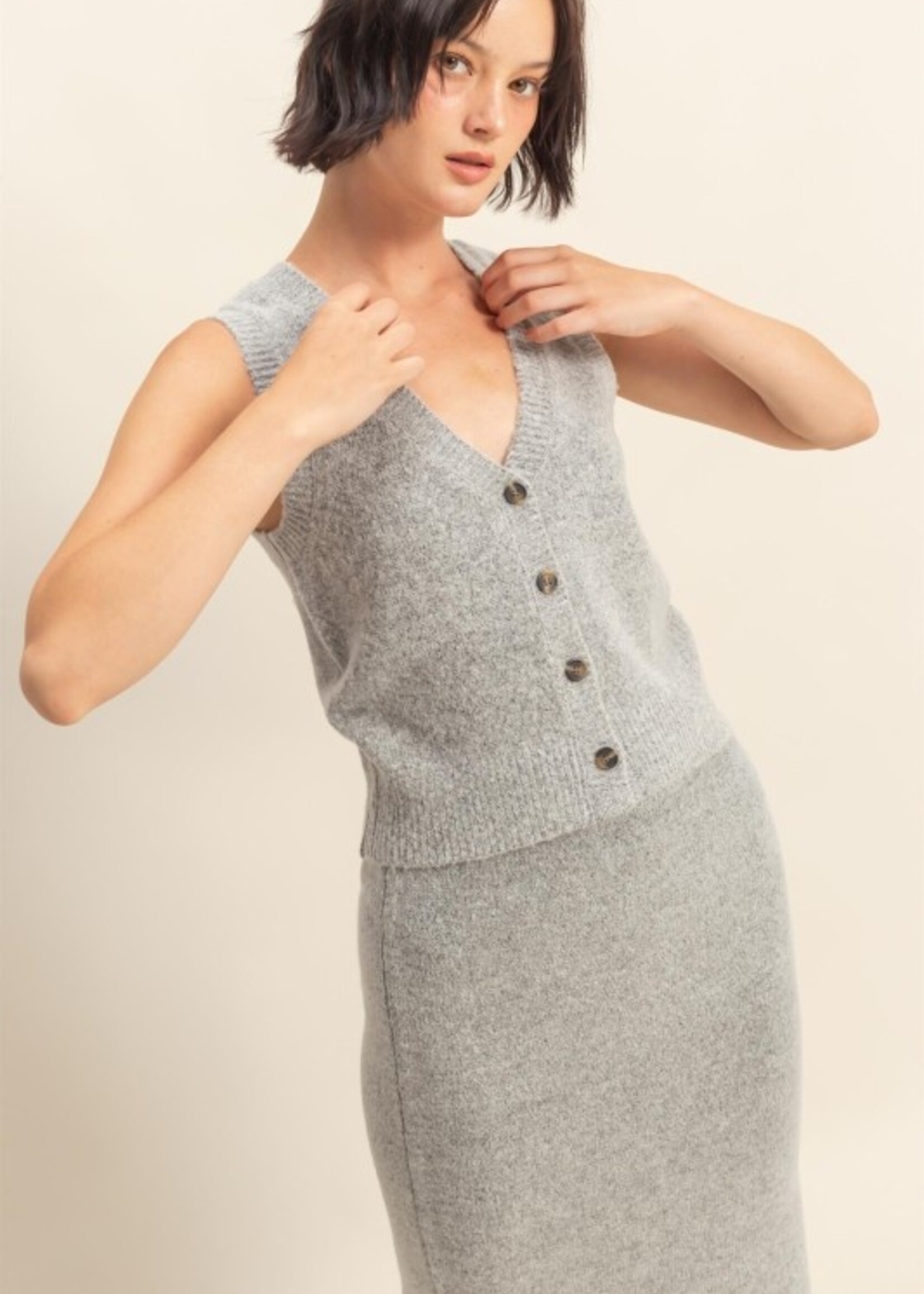 Knit skirt and vest set +2 colors