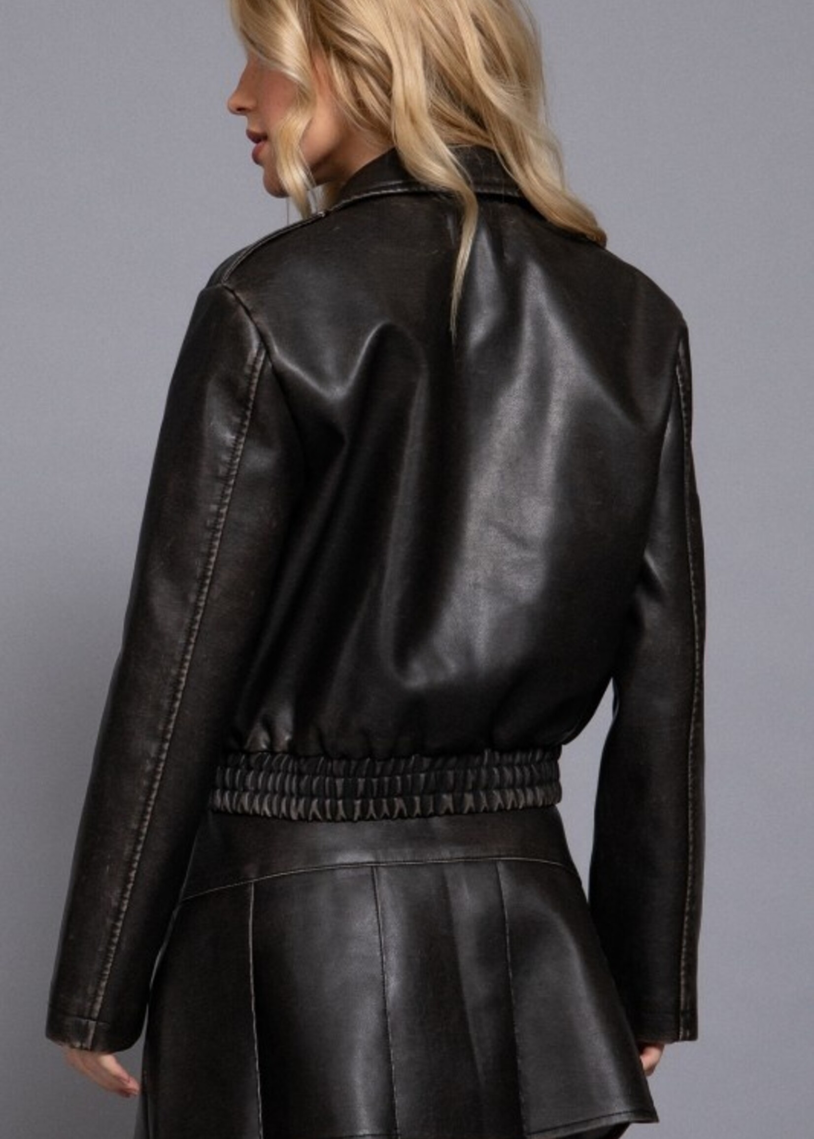 Washed leather jacket +2 colors