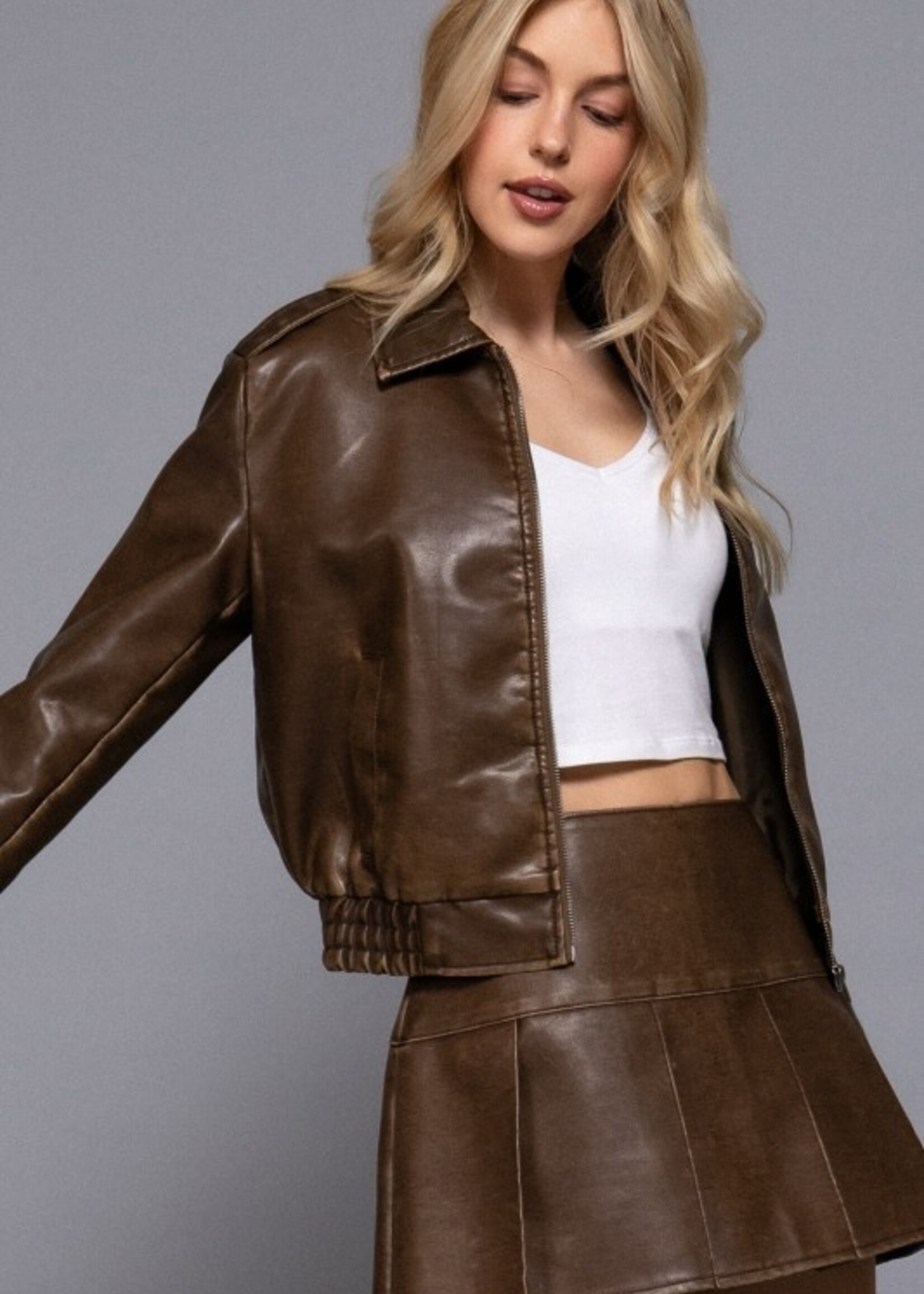 Washed leather jacket +2 colors