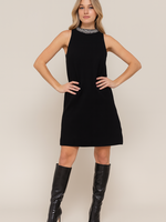 Embellished neck knit dress +2 colors