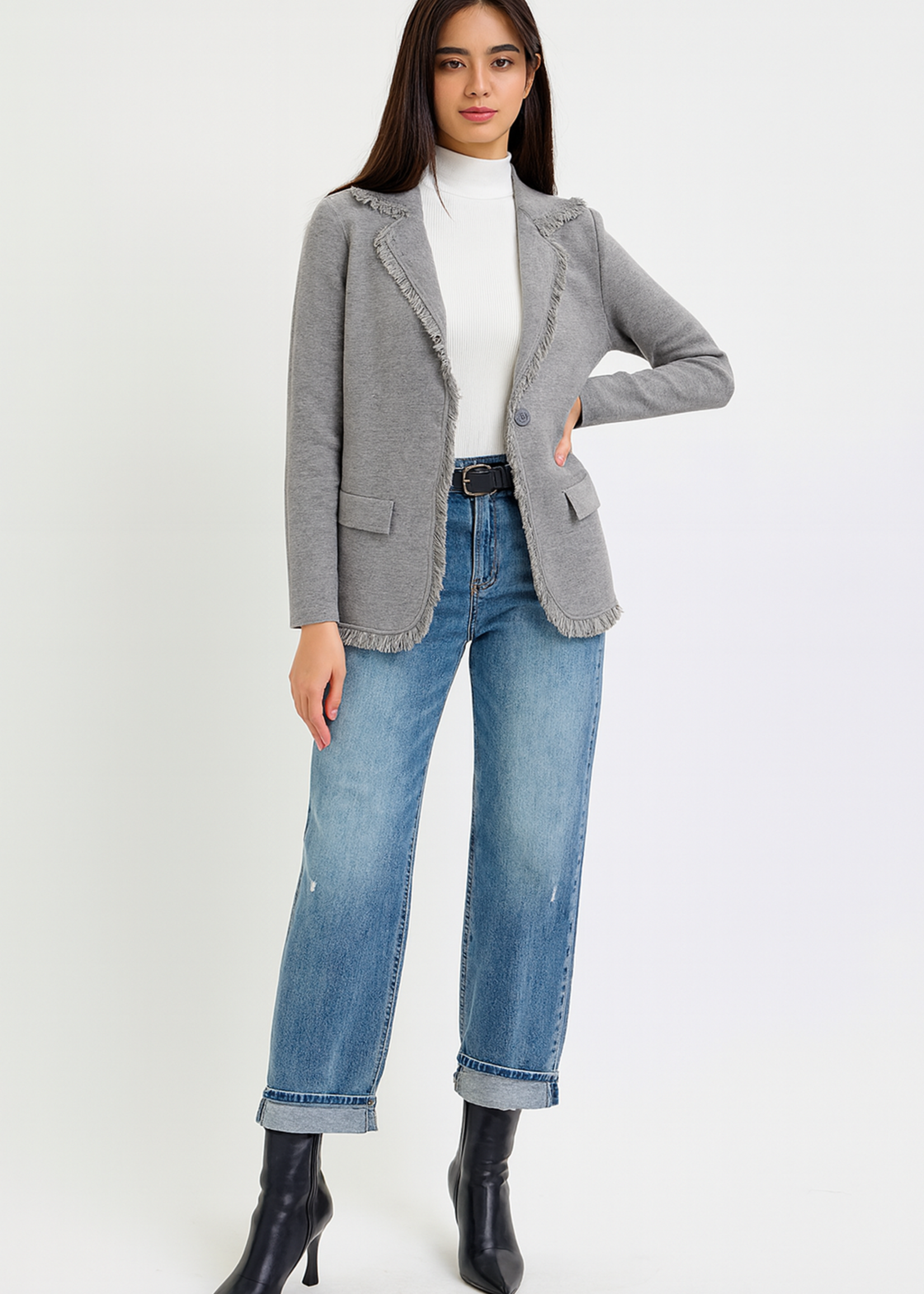 Fringe knit blazer +2 colors