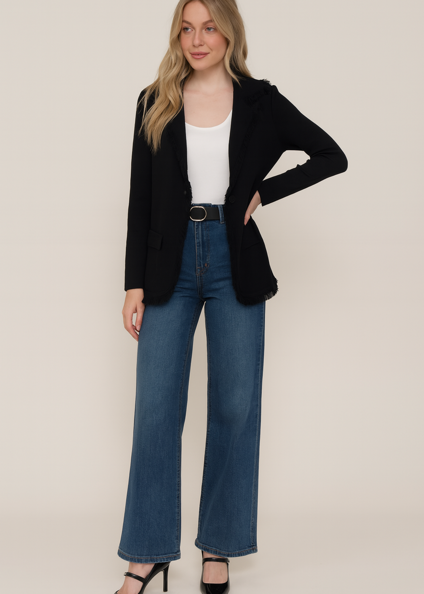 Fringe knit blazer +2 colors