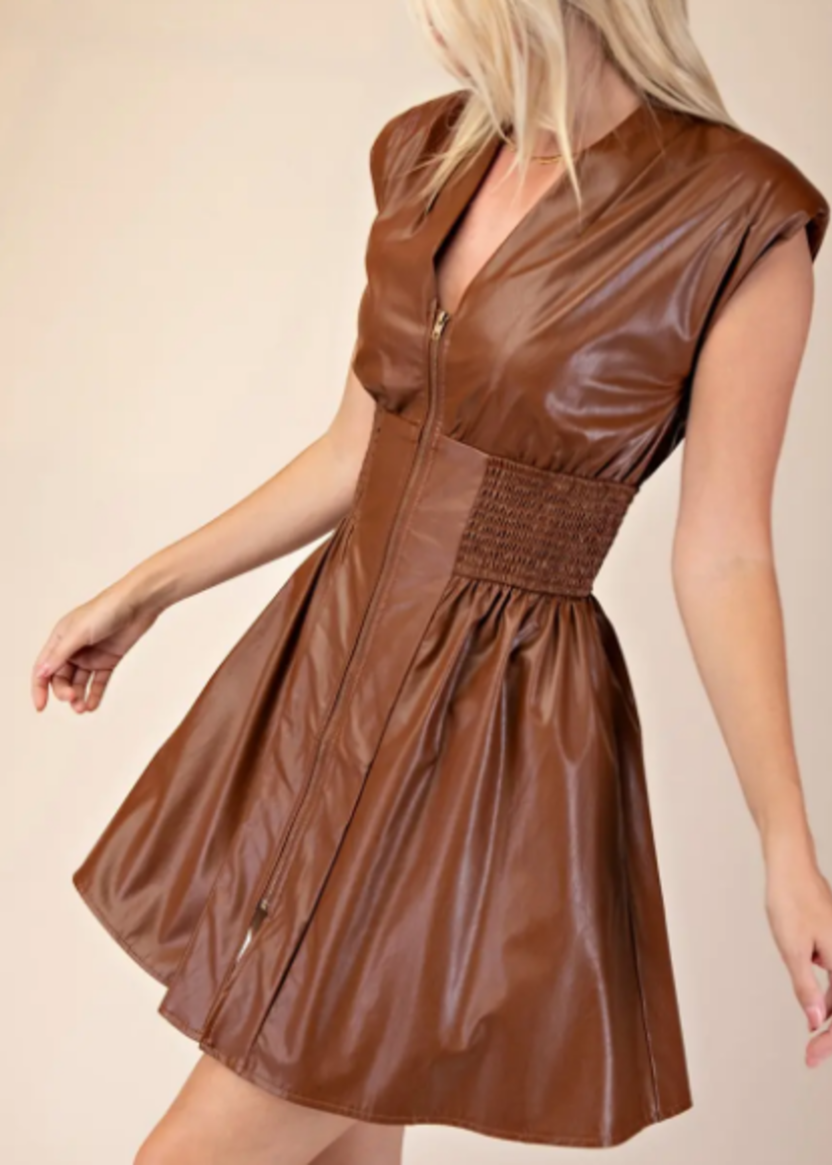 Leather zip up dress +2 colors