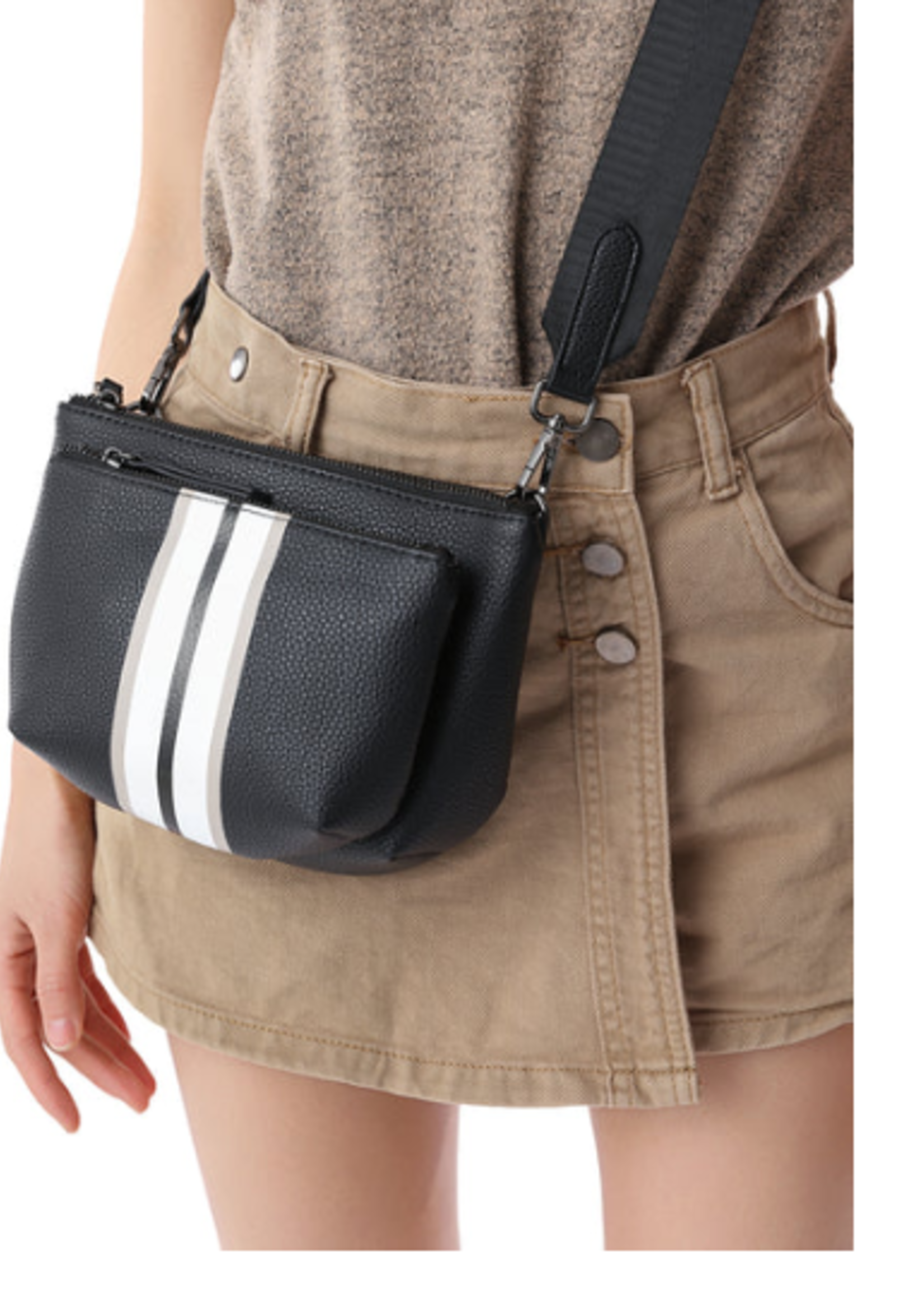 Stripe convertible crossbody