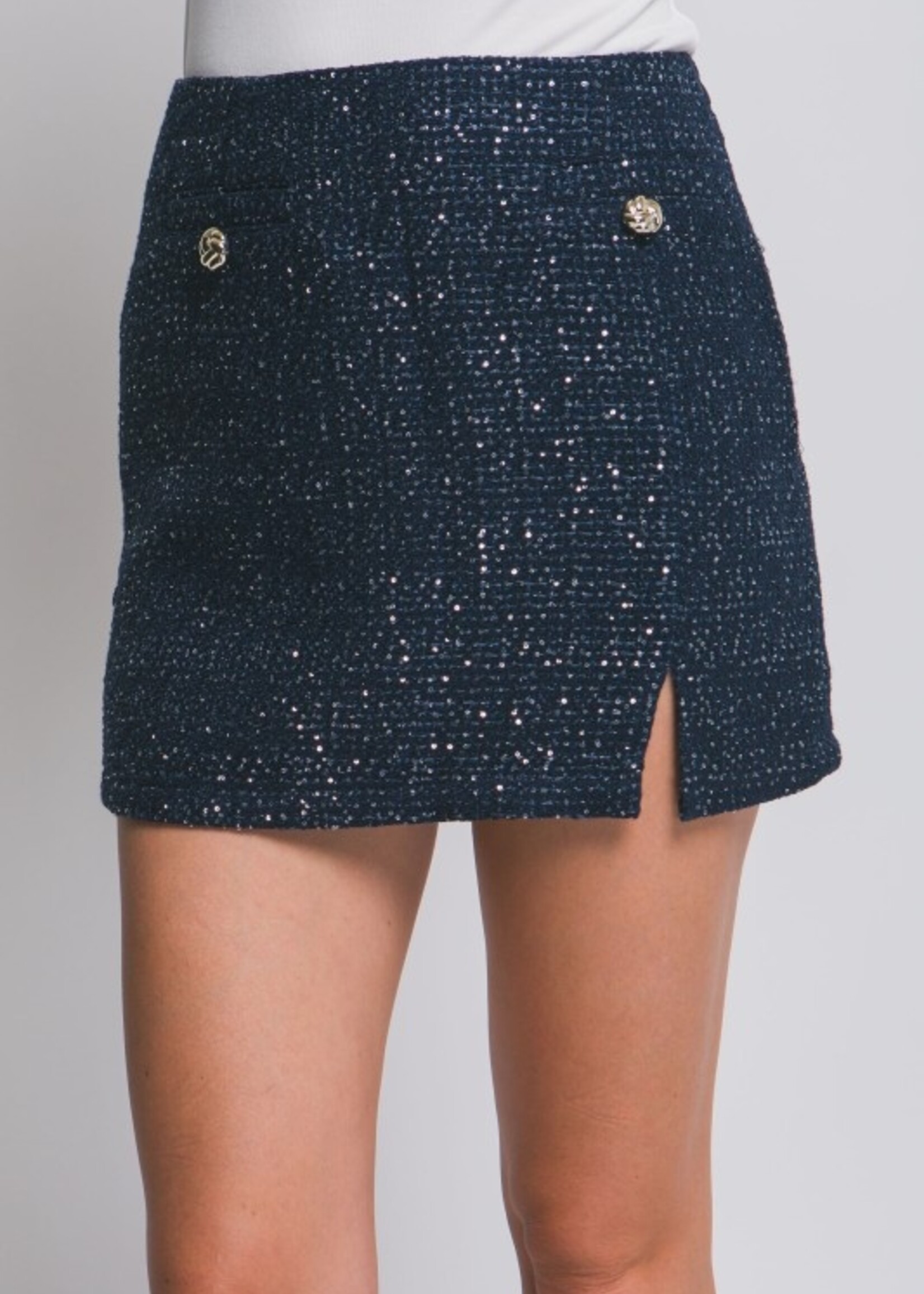 Sequin tweed skirt