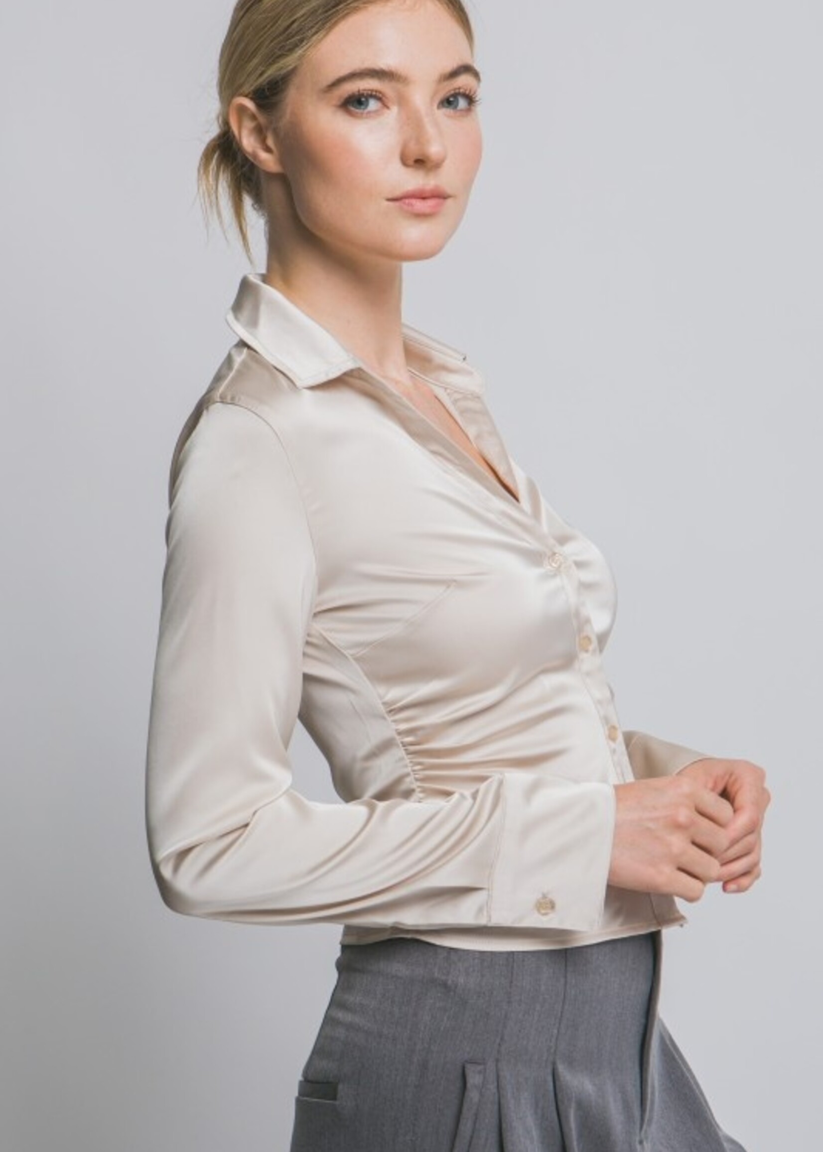 Satin ruched blouse