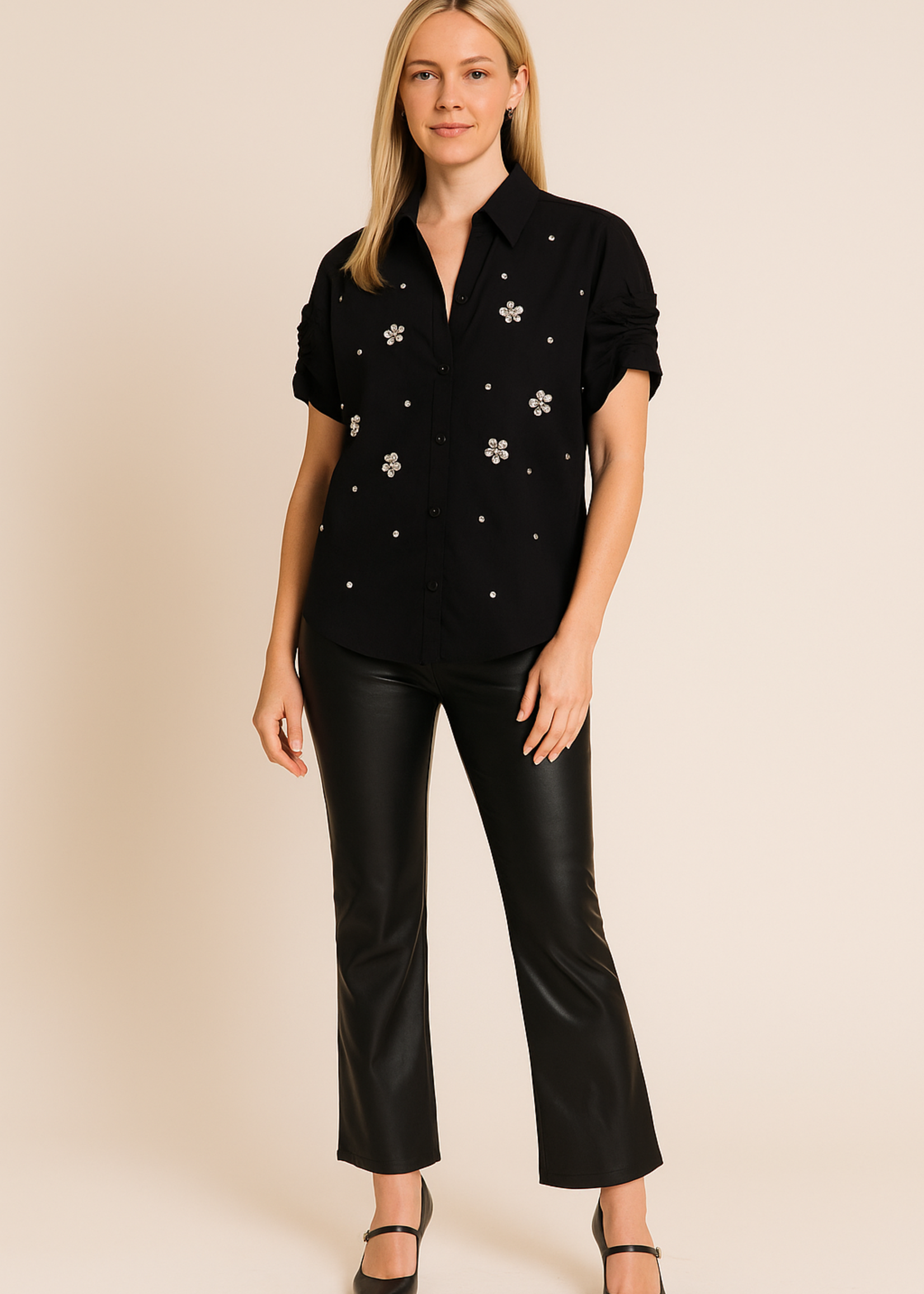 Jeweled poplin shirt +2 colors