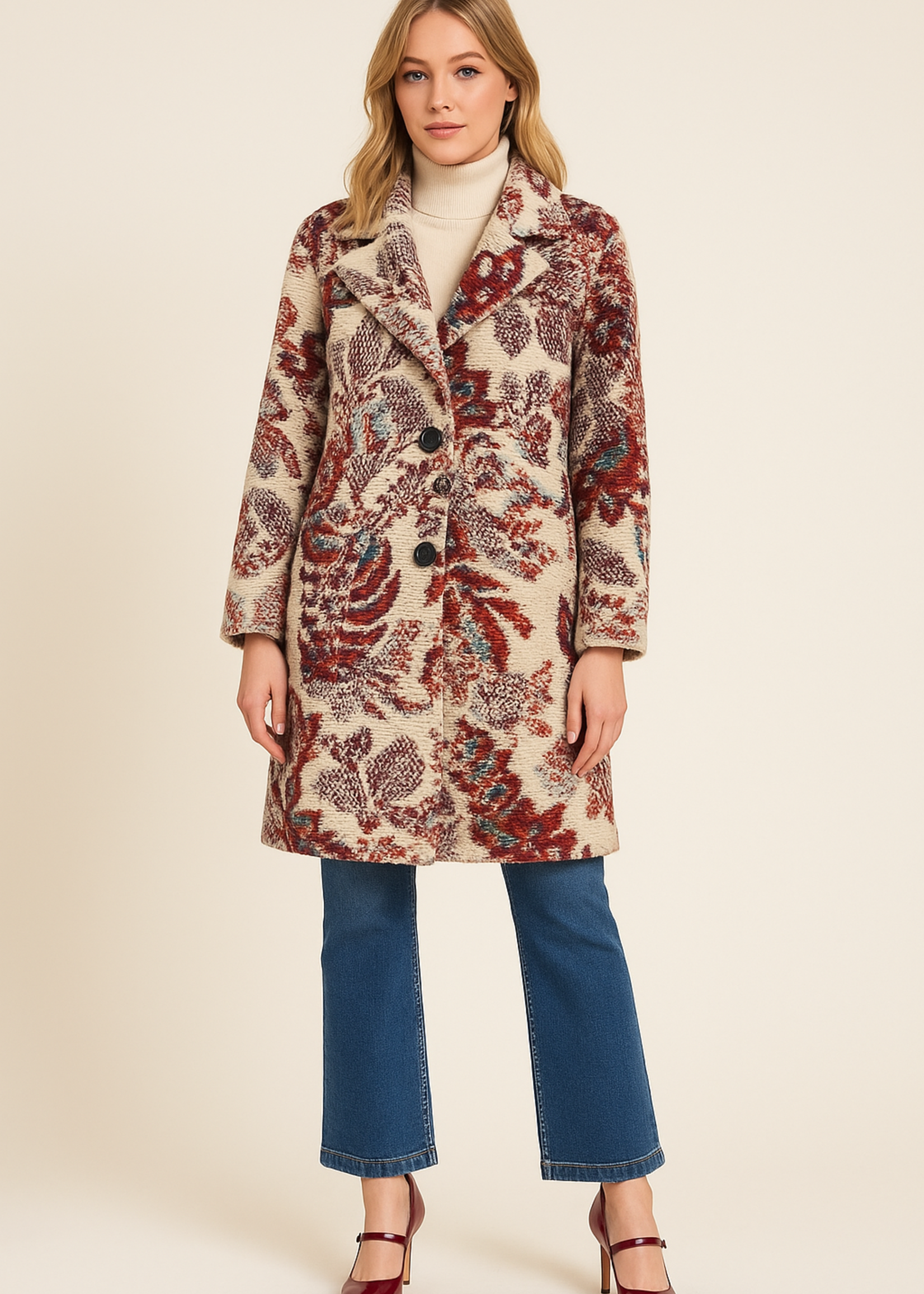 Long print coat