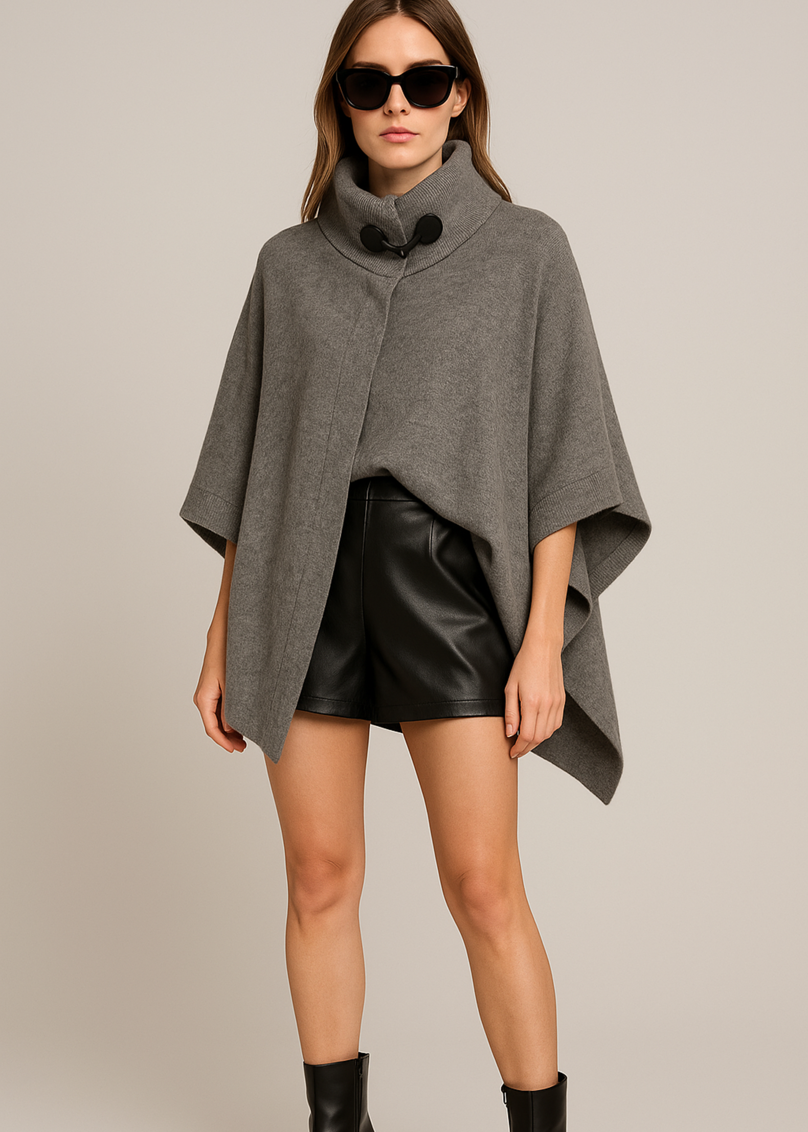 Leather toggle poncho +2 colors
