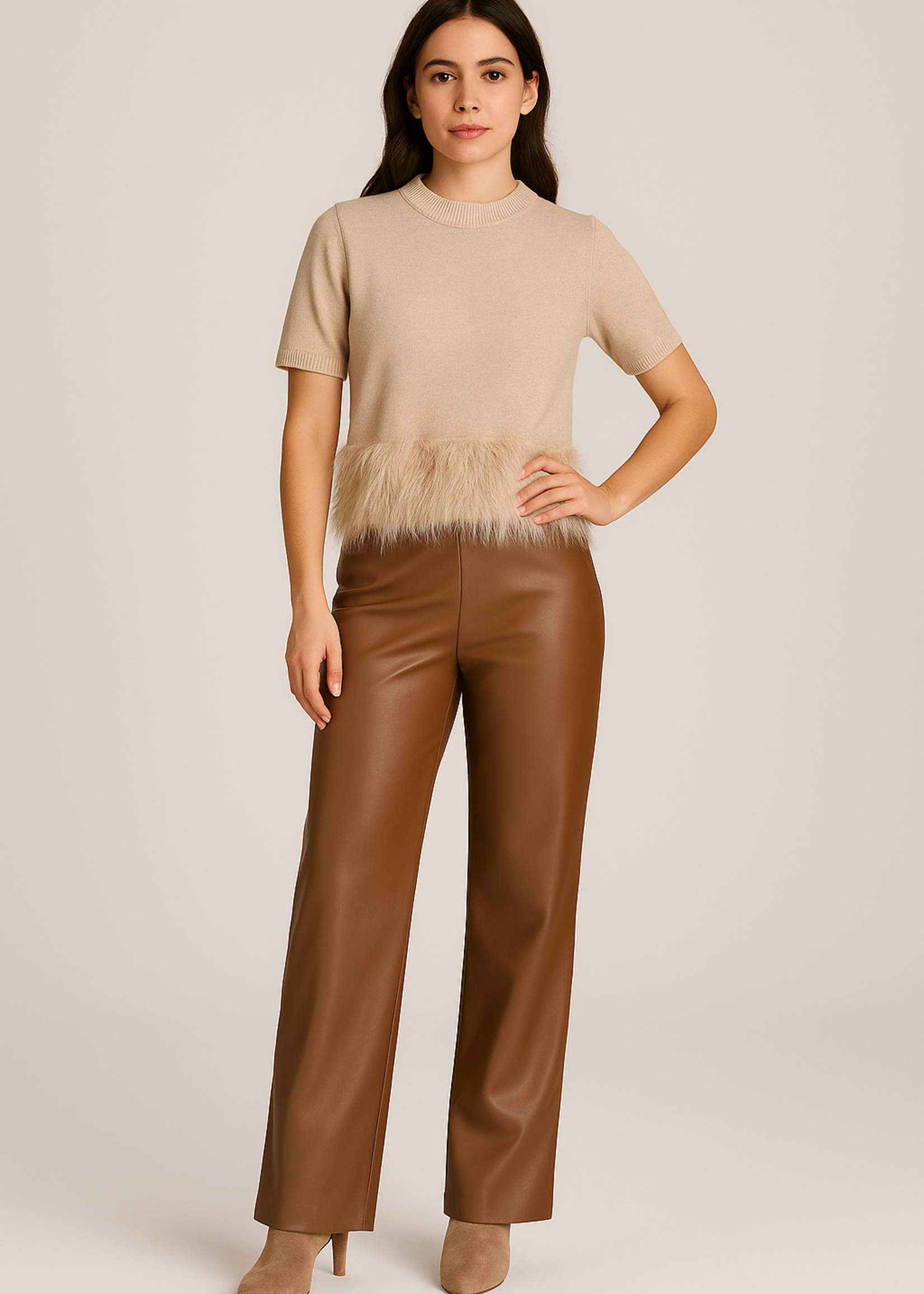 Fur hem top +2 colors