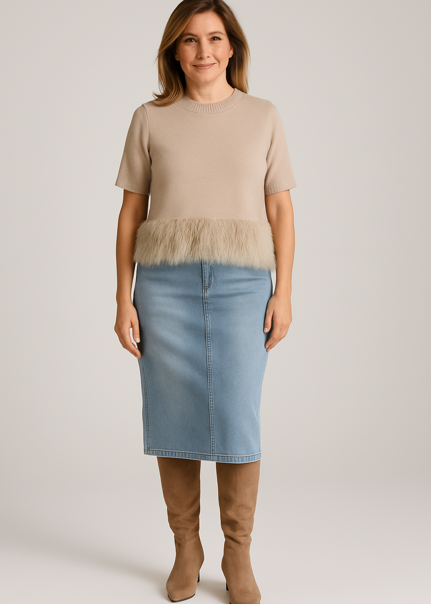 Fur hem top +2 colors
