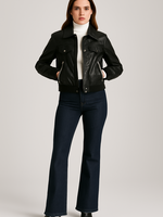 Crackle leather bomber