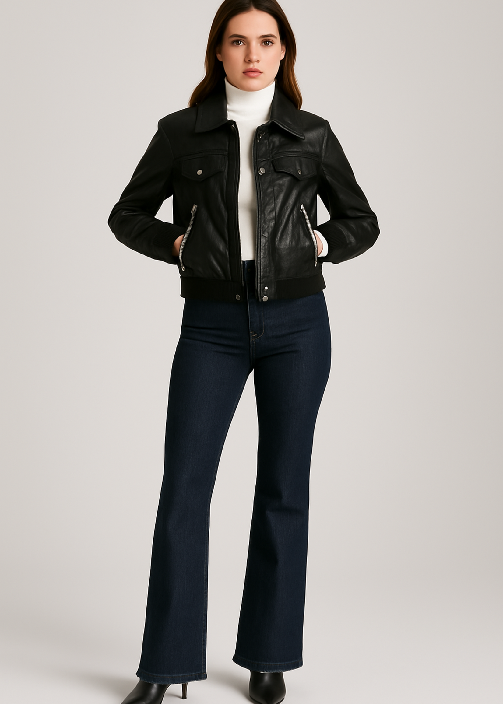 Crackle leather bomber