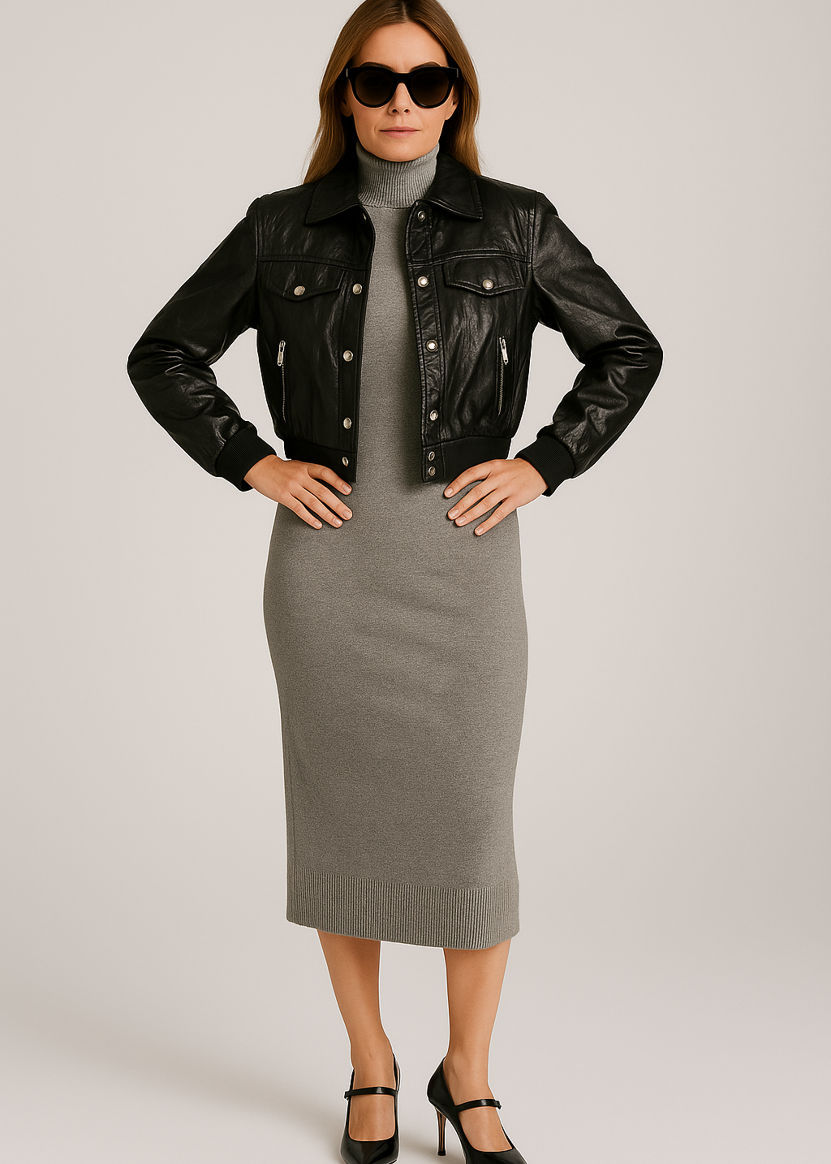 Crackle leather bomber