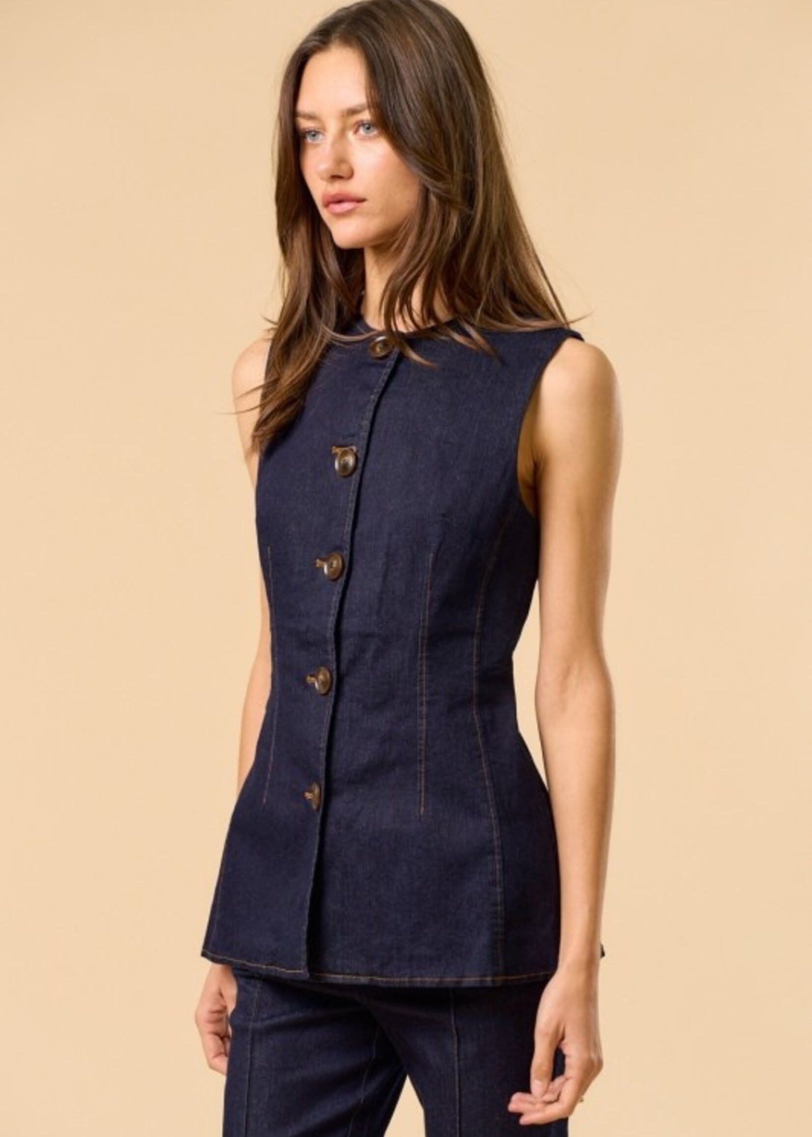 Long denim vest