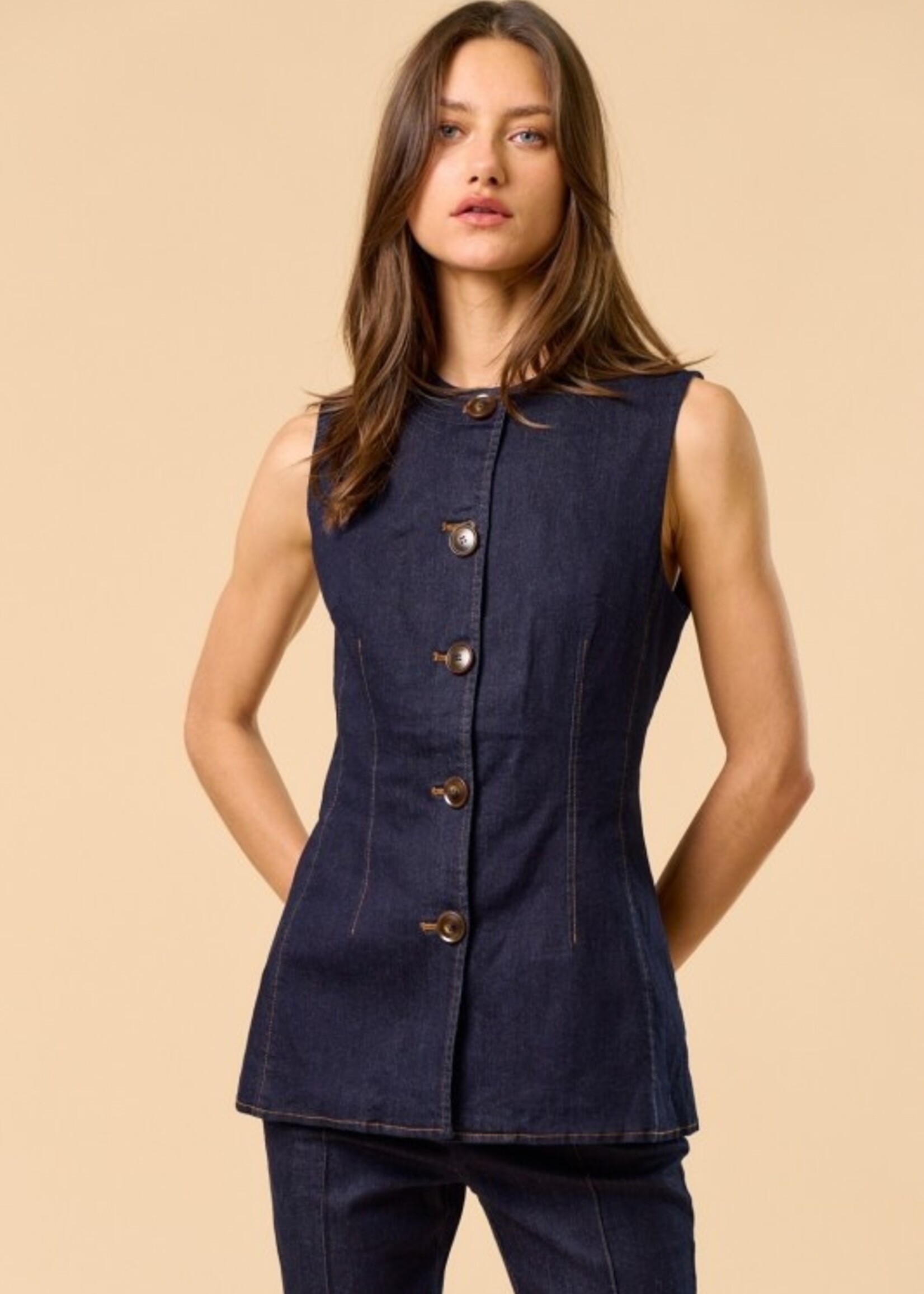 Long denim vest