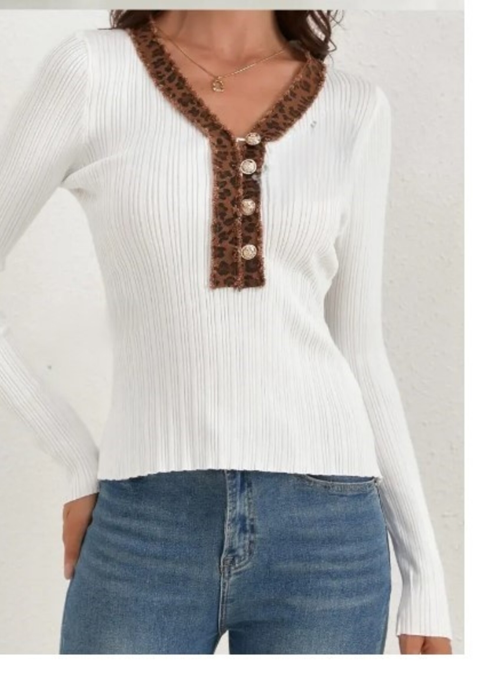 Leopard trim top +3 colors