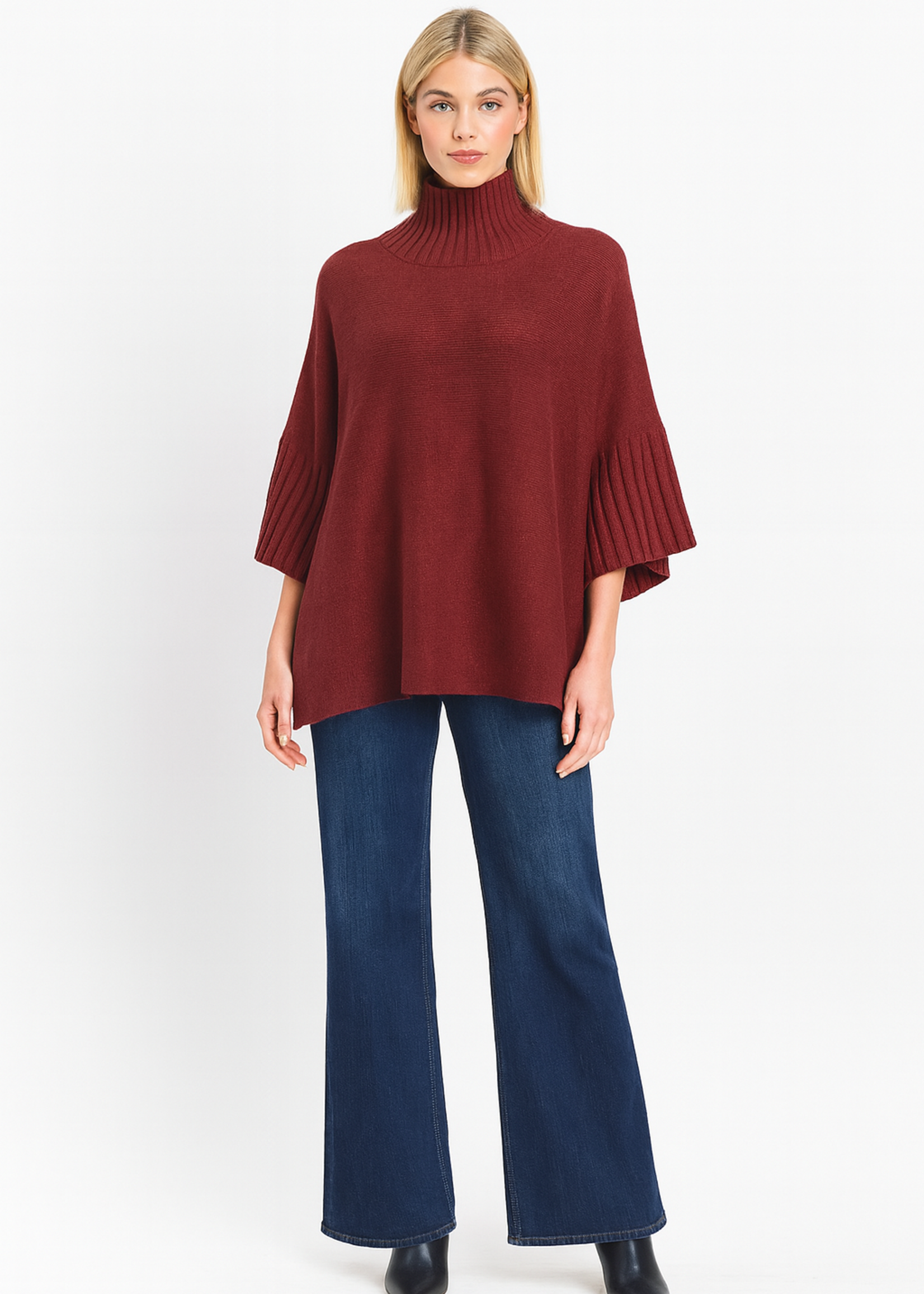 Ribbed sleeve mock neck +5 colors