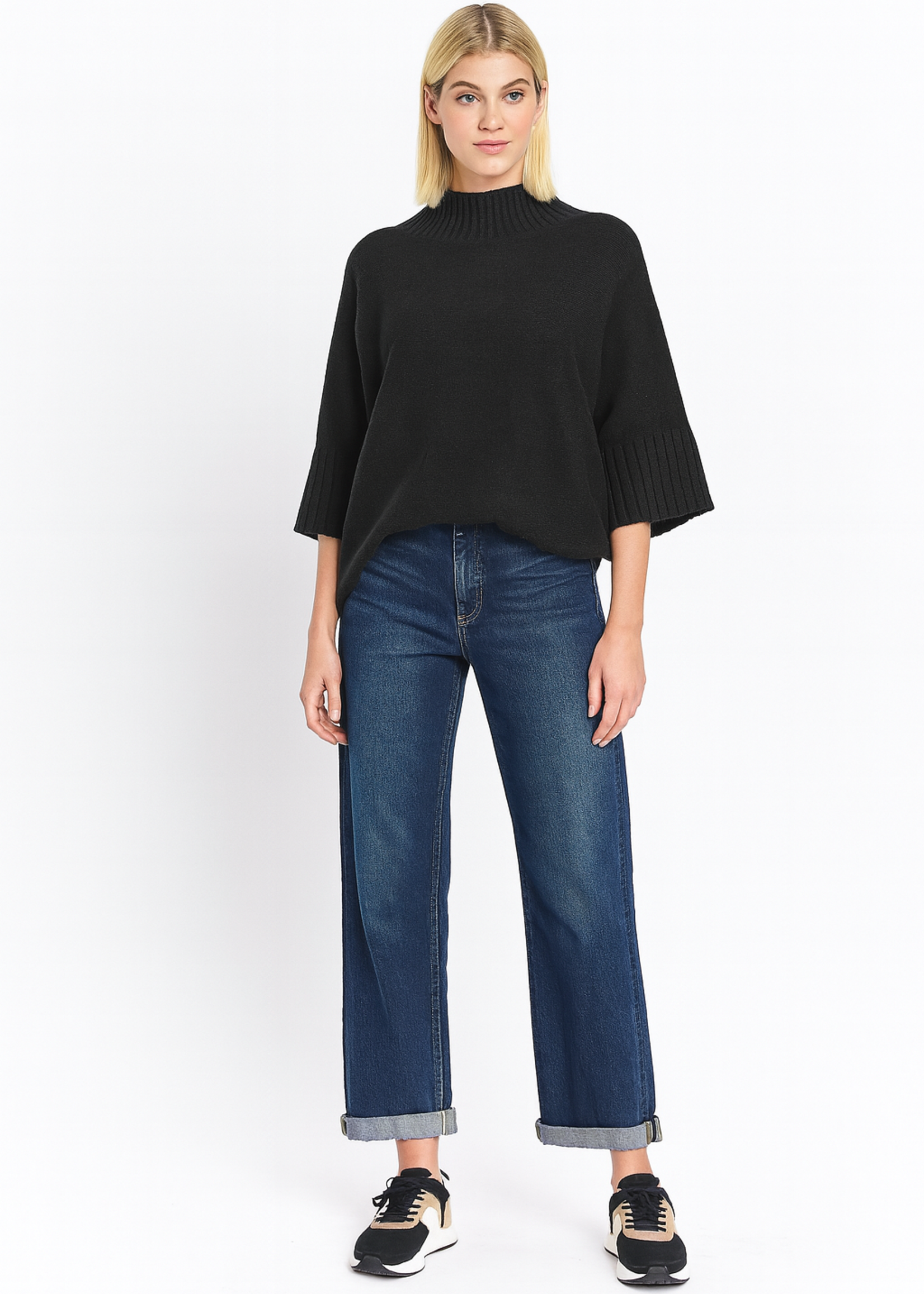 Ribbed sleeve mock neck +5 colors