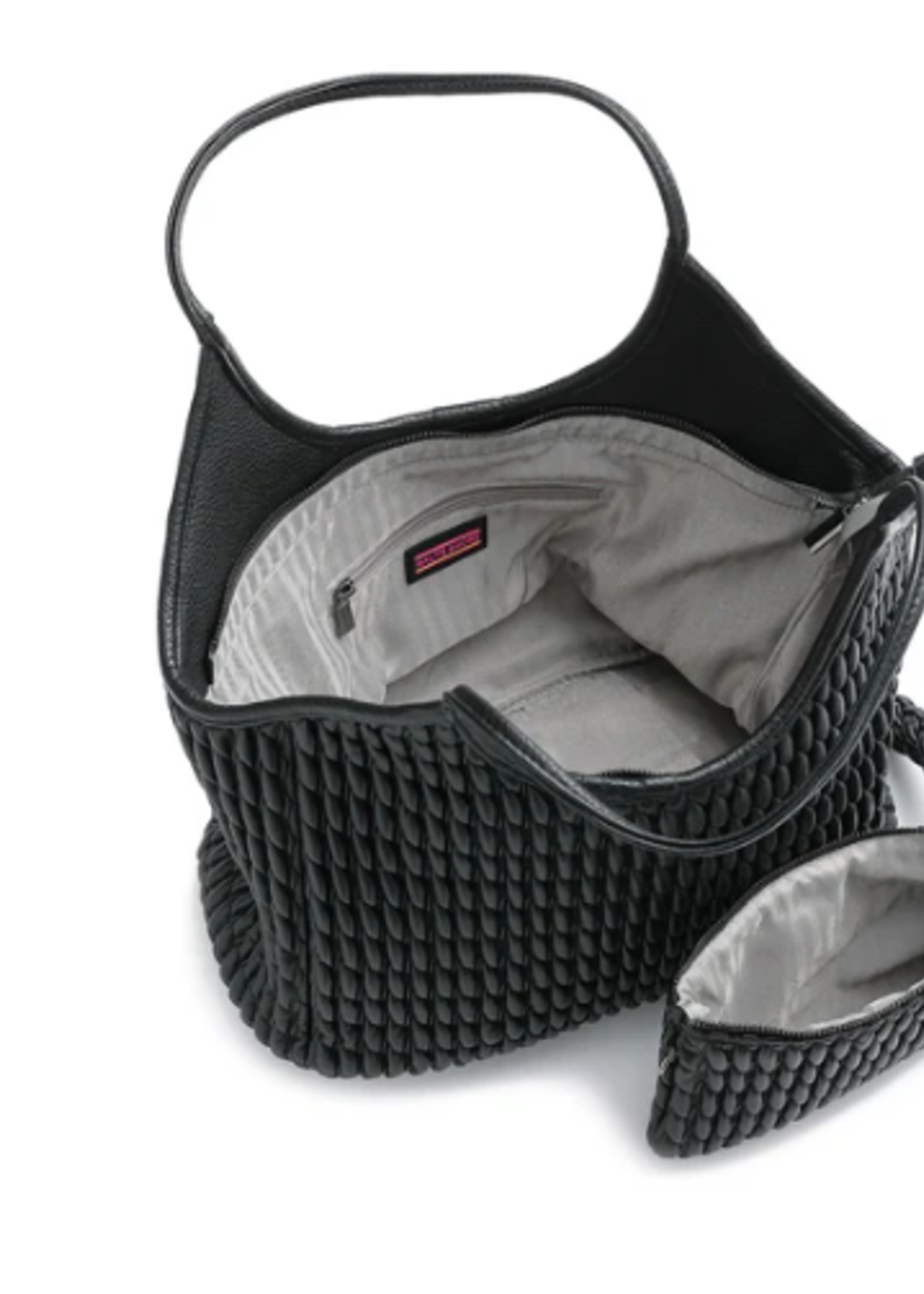Puckered leather tote