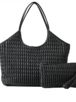 Puckered leather tote