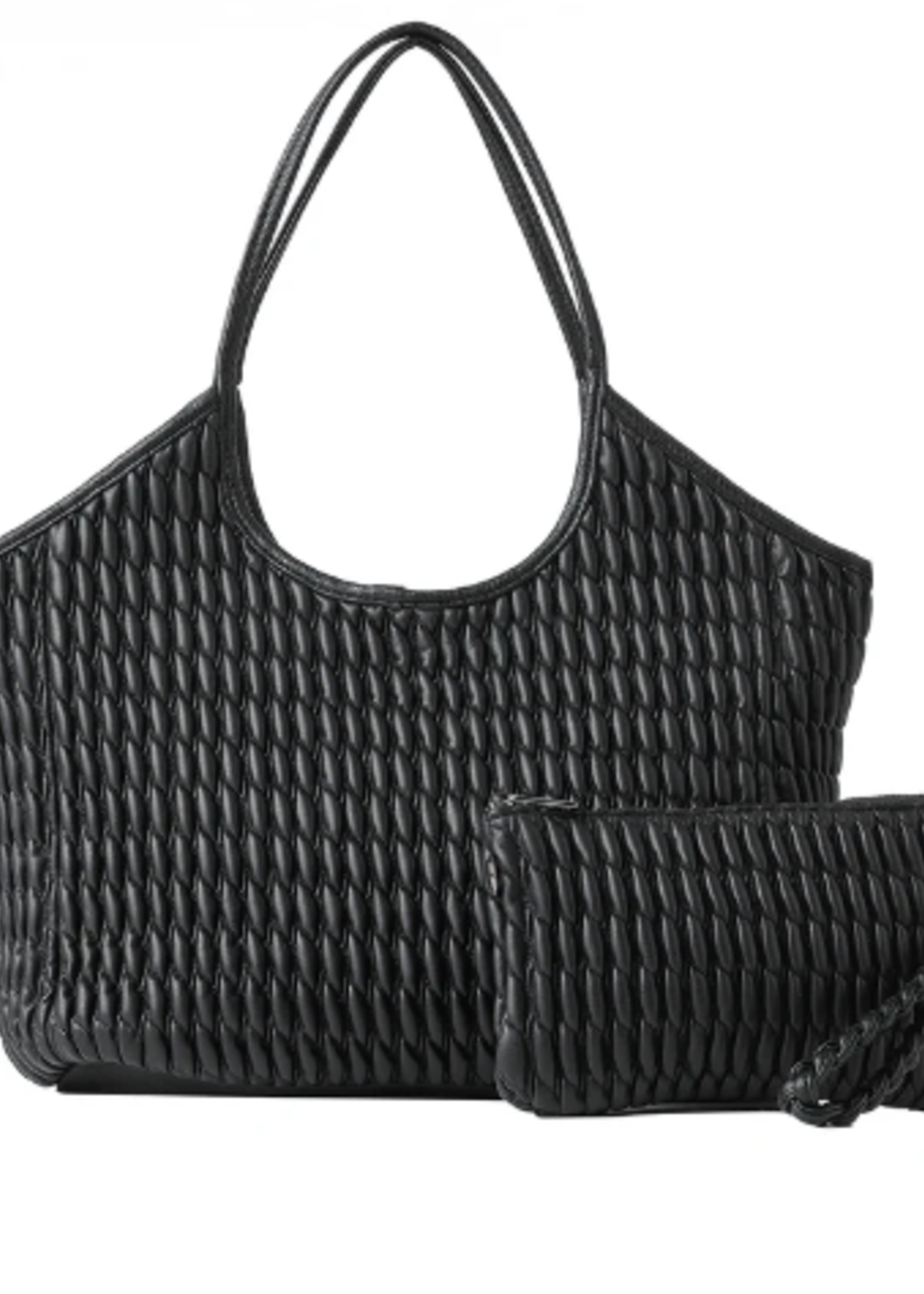 Puckered leather tote