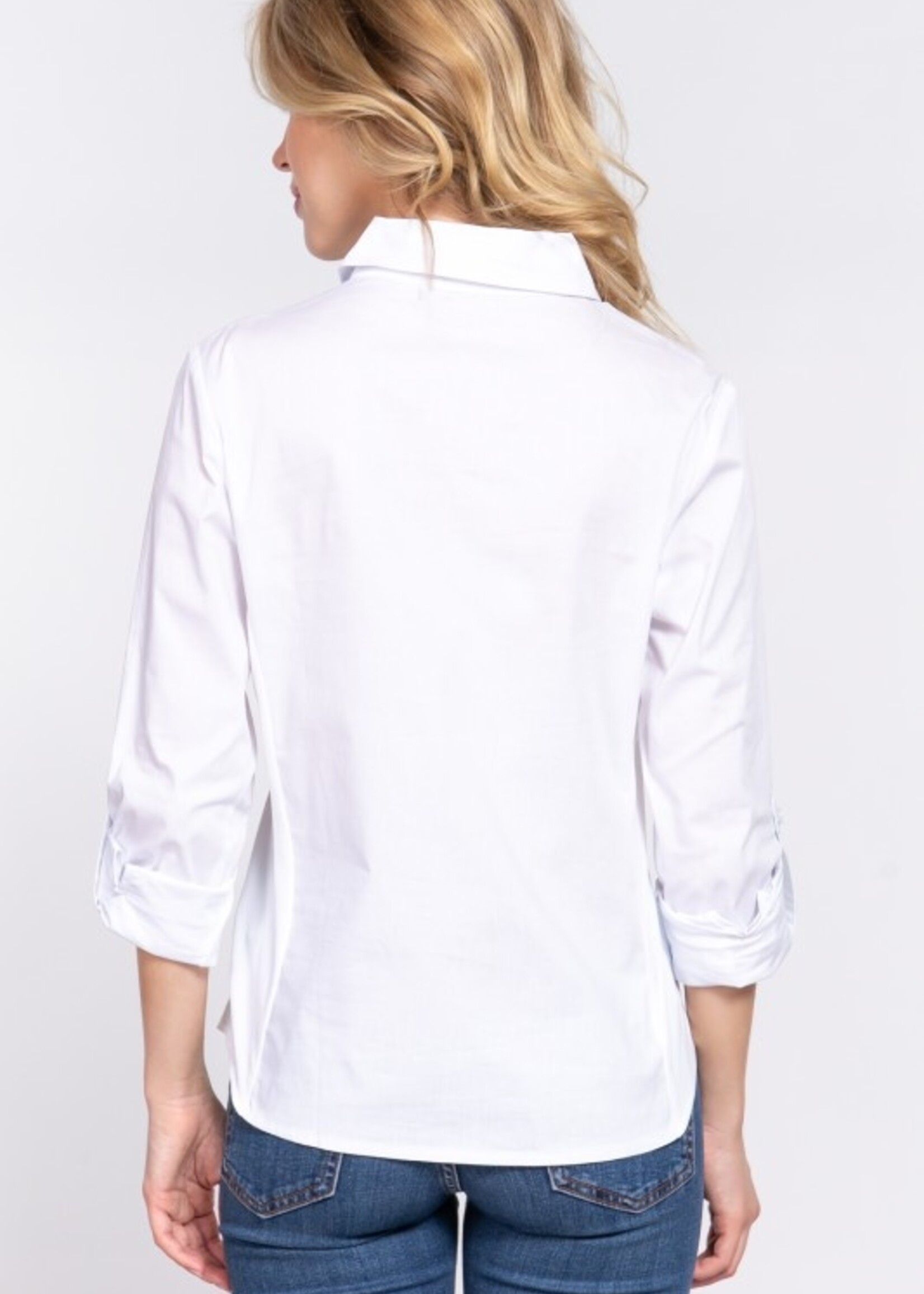 Ribbed panel button down shirt