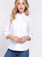 Ribbed panel button down shirt