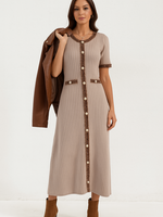 Leopard trim dress +2 colors