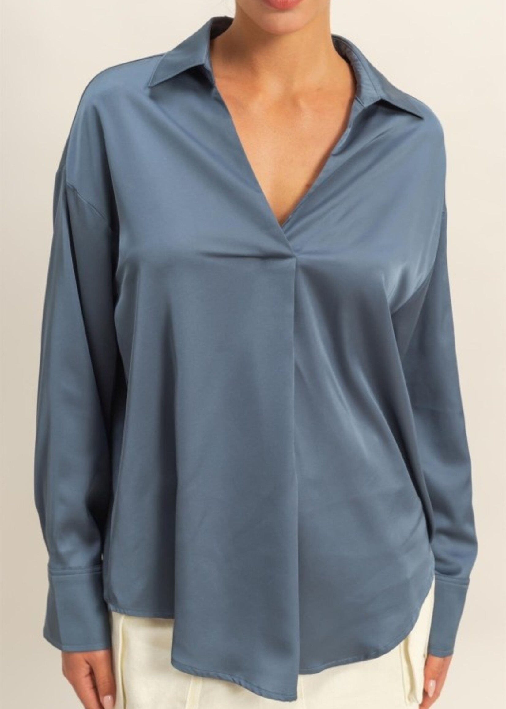 V neck satin top + 2 colors