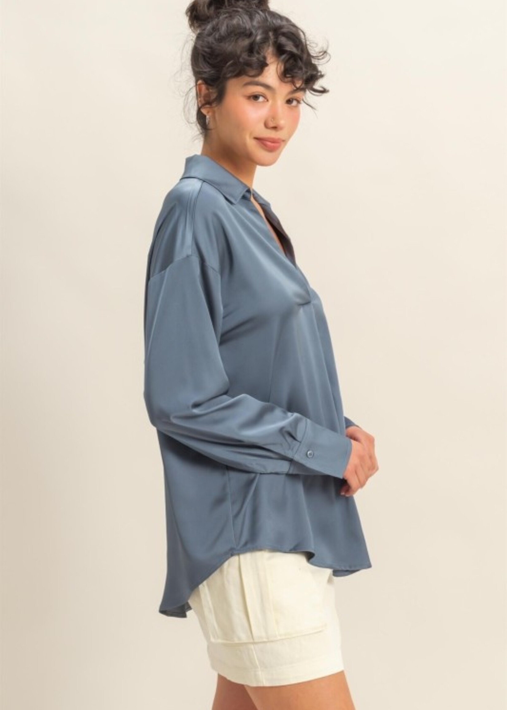 V neck satin top + 2 colors