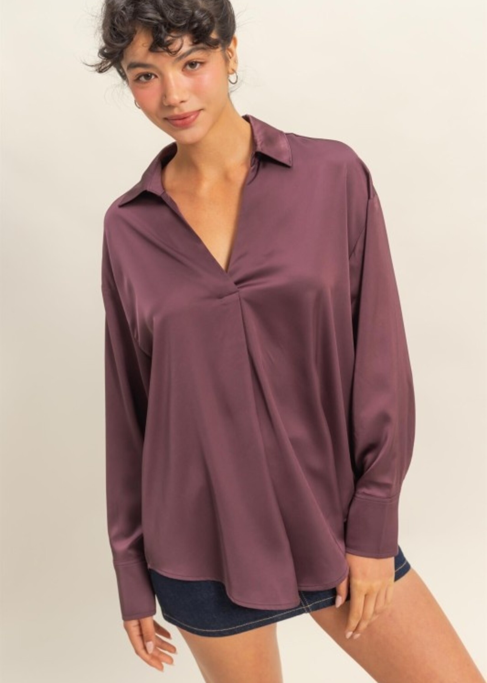 V neck satin top + 2 colors