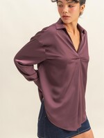 V neck satin top +2 colors