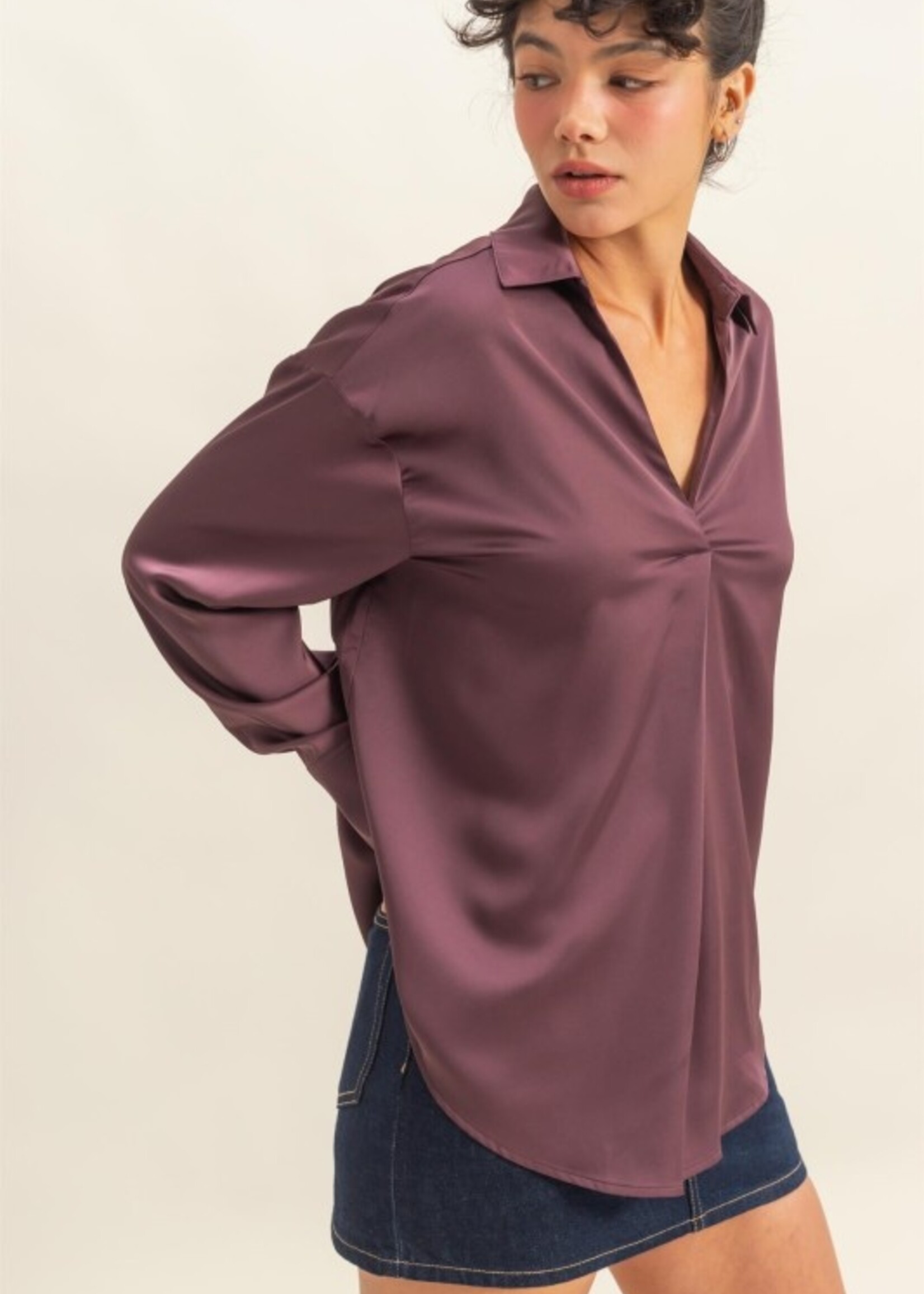 V neck satin top + 2 colors