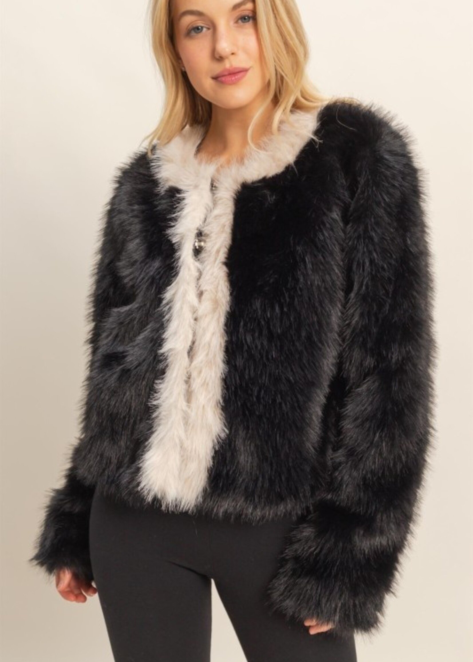 2 tone fur cardigan +2 colors